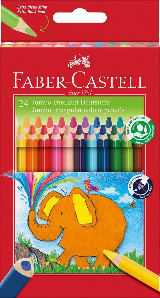 Faber-Castell Buntstift Faber-Castell Buntstift Dreikant Jumbo 5.4mm 24er Karton
