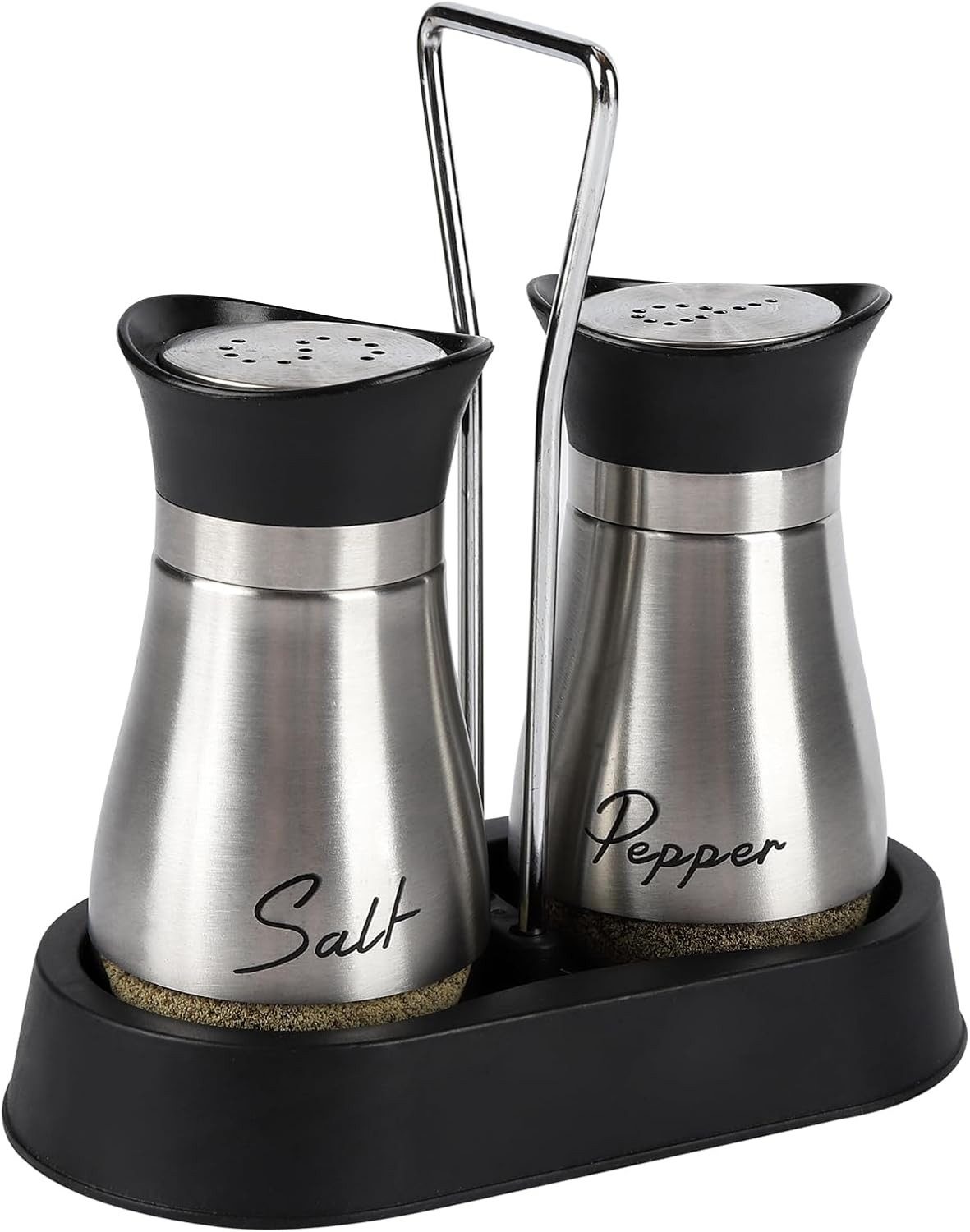 FELIXLEO Salz- / Pfefferstreuer Salz und Pfefferstreuer Set mit Halter Edelstahl Glasflasche BBQ, (1-tlg)