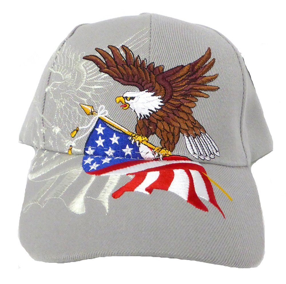 Bestickt Baseball Grau mit Cap Baseballcap Schild Native Westernlifestyle USA Pride Flagge Cap Adler