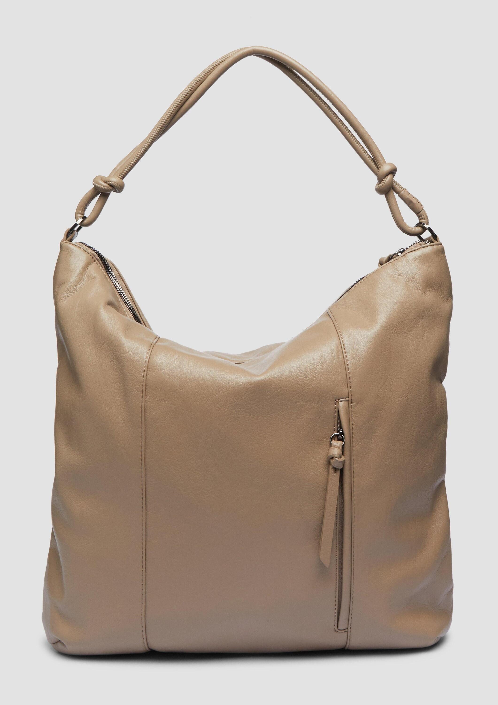 s.Oliver Schultertasche Tasche, Hobo-Bag in Leder-Optik mit Logo-Prägung und Reißverschluss