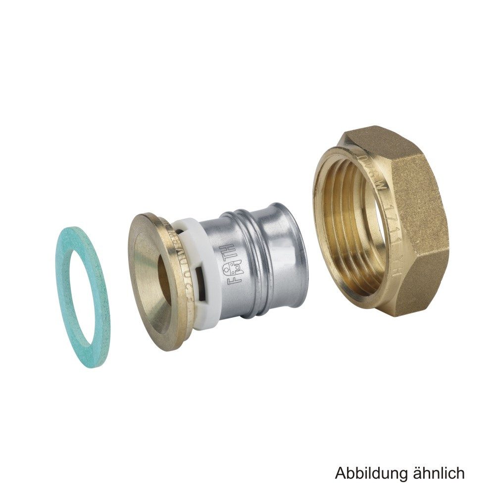 Fränkische Rohrwerke Wasserrohr Alpex Übergangsverschraubung Messing flachdichtend, 26 mm x G 1 1/2"