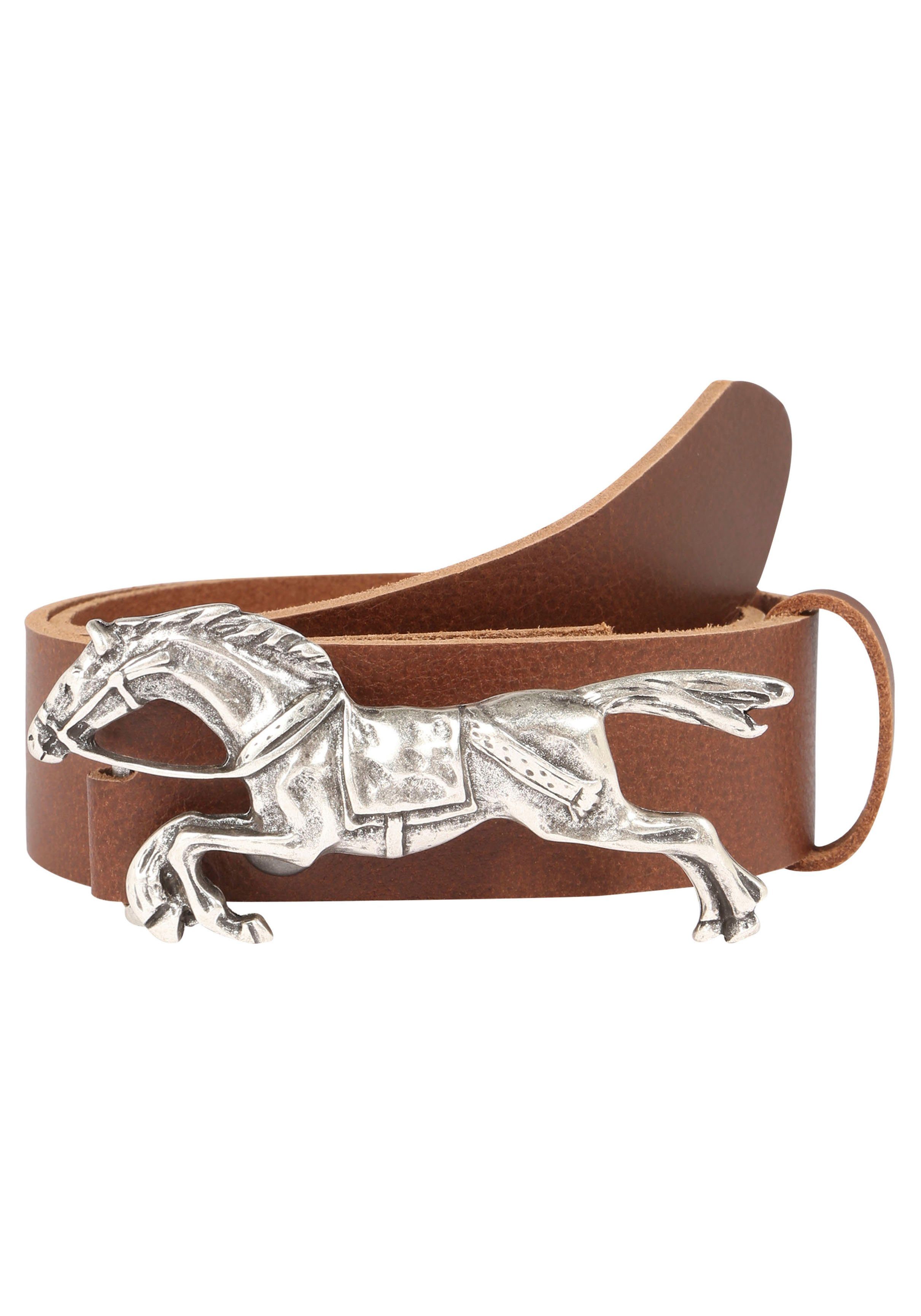 Rettungsring Gürtel Ledergürtel mit austauschbarer Schließe »Rennpferd«