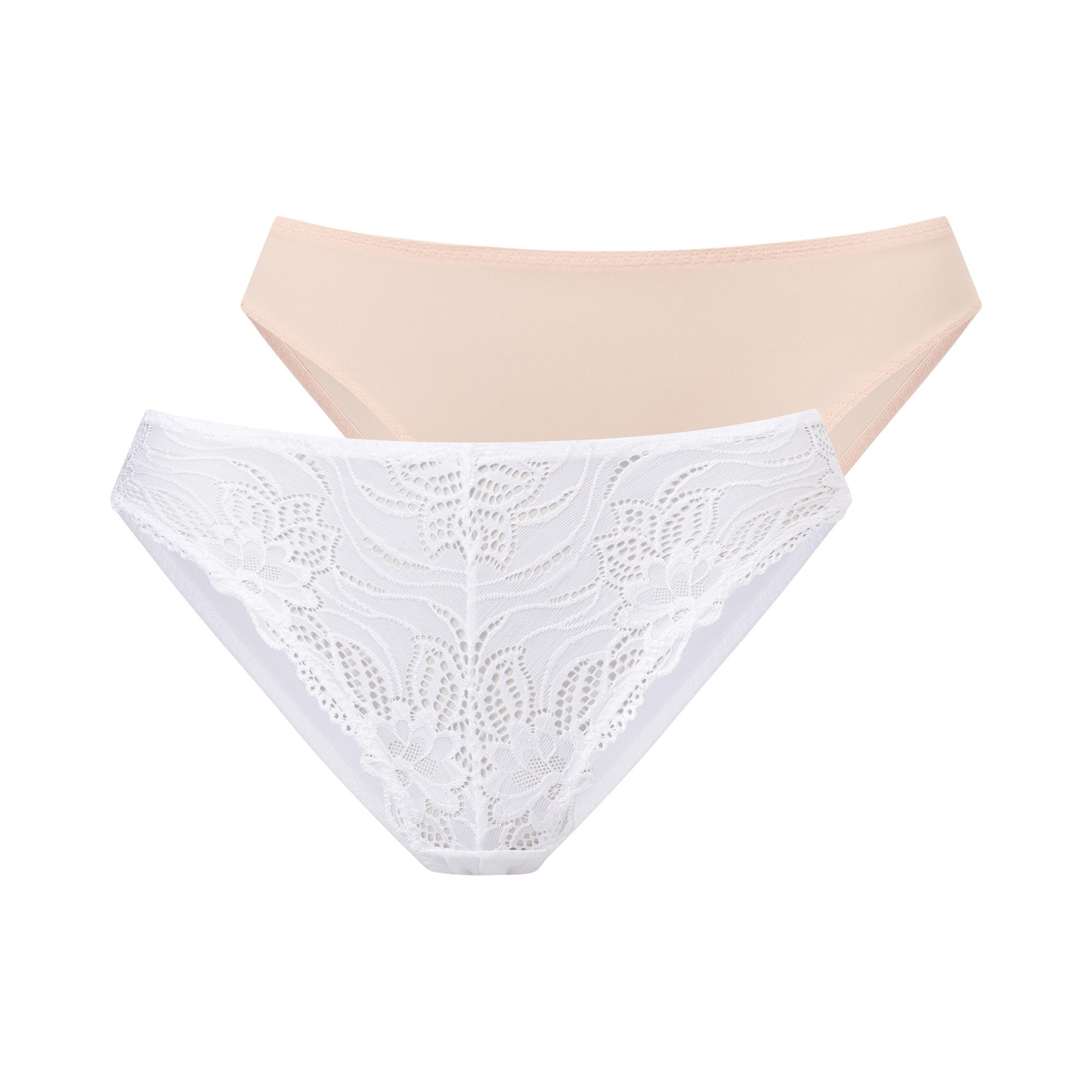Dorina Slip ANGIE-2PP (2er Pack) weiche Mikrofaser, blickdicht, florale Spitze