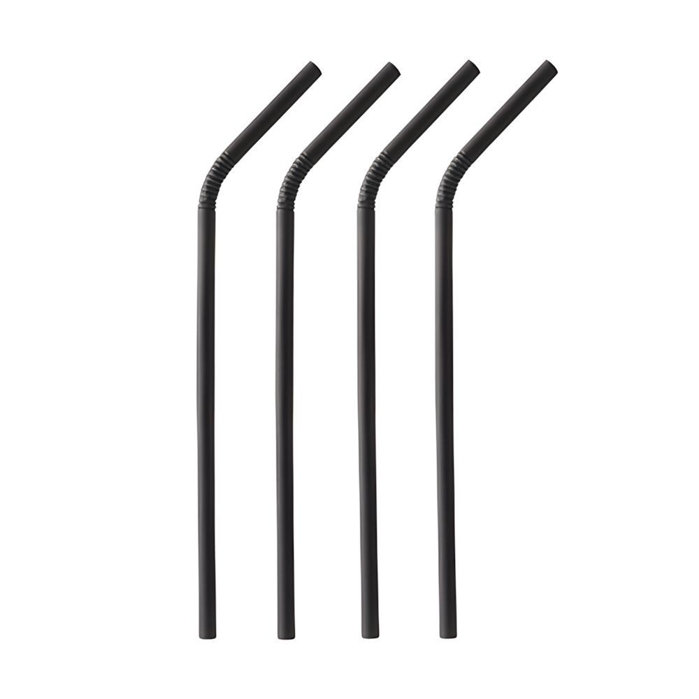 PAPSTAR Trinkhalme Trinkhalme, Papier Ø 6 mm, 22 cm schwarz flexibel 100 Stk