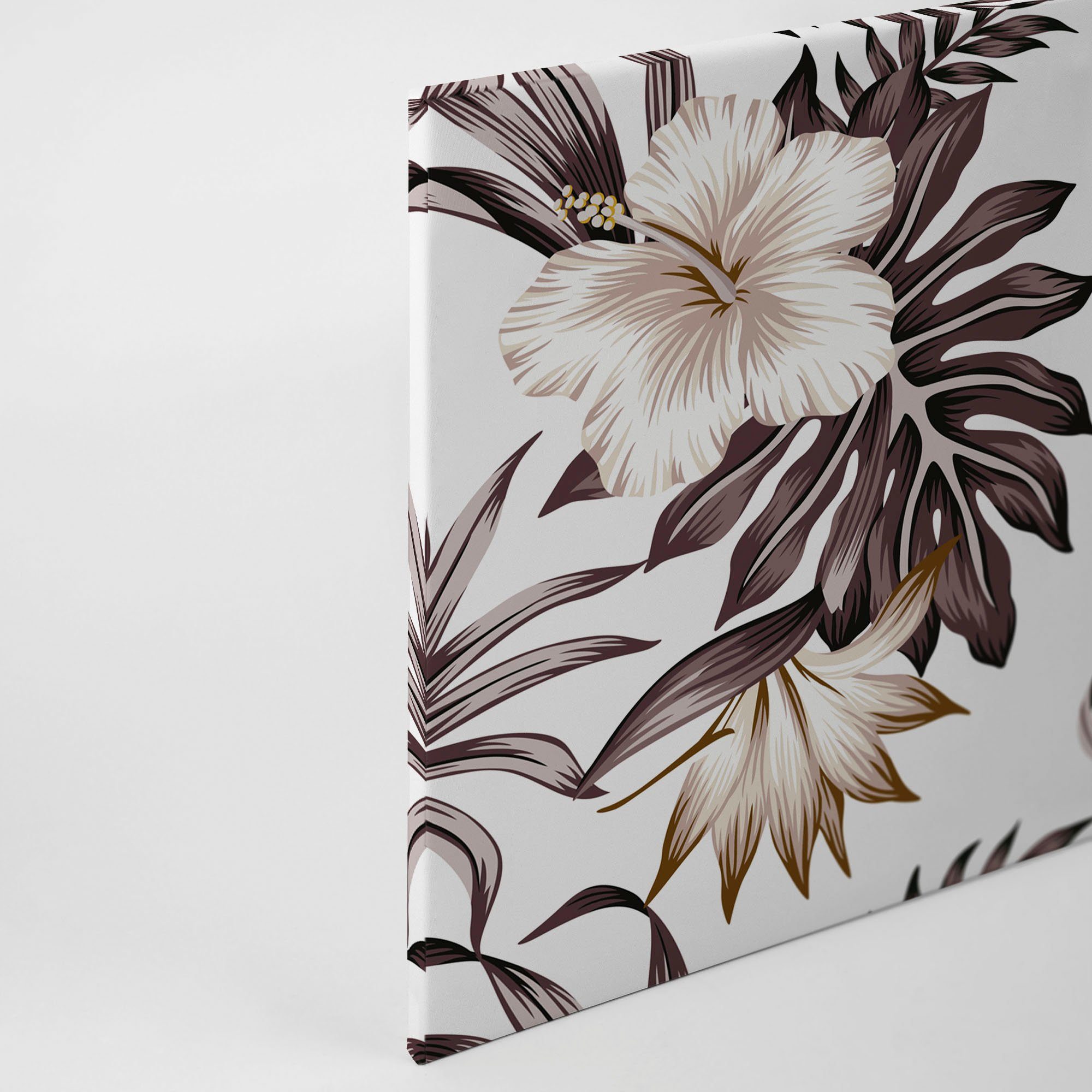 A.S. Création Leinwandbild Toucan, Blumen, Kinder, Kunst (1 St), Palmenblätter Hibiskus Dschungel Keilrahmen Leinwand-Bild Wohnzimmer