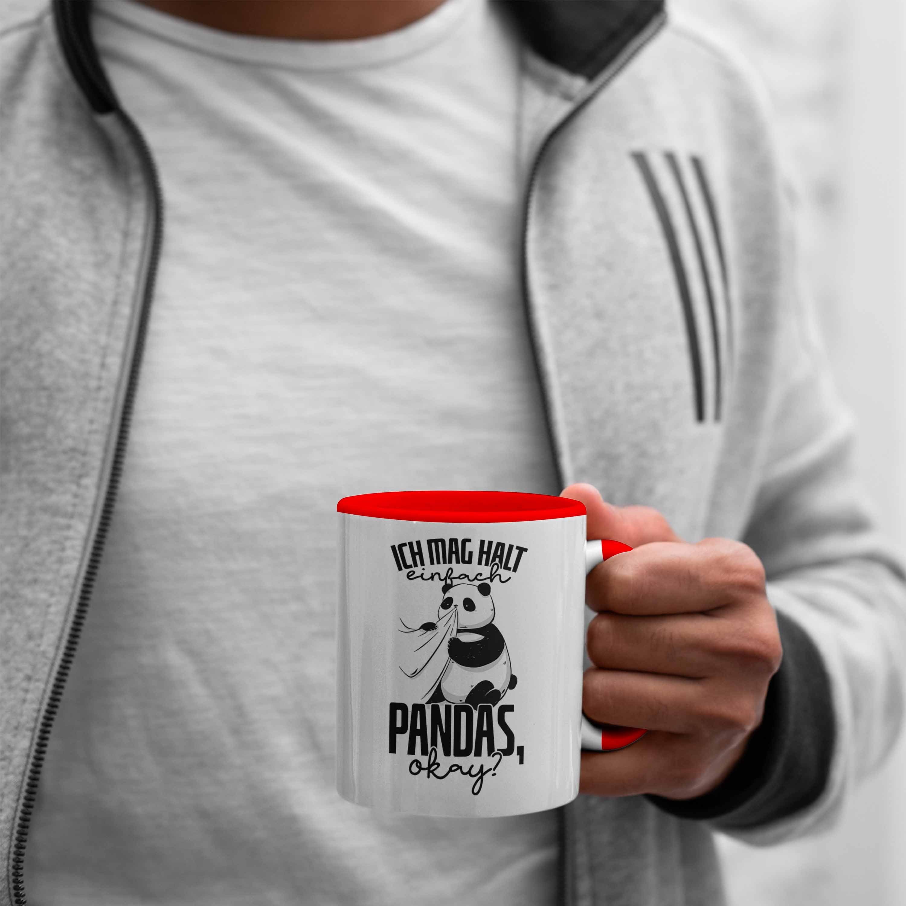 Trendation Tasse Lustige Panda Tasse Geschenkidee Rot Panda-Motiv Geschenk Tierliebhaber Pa