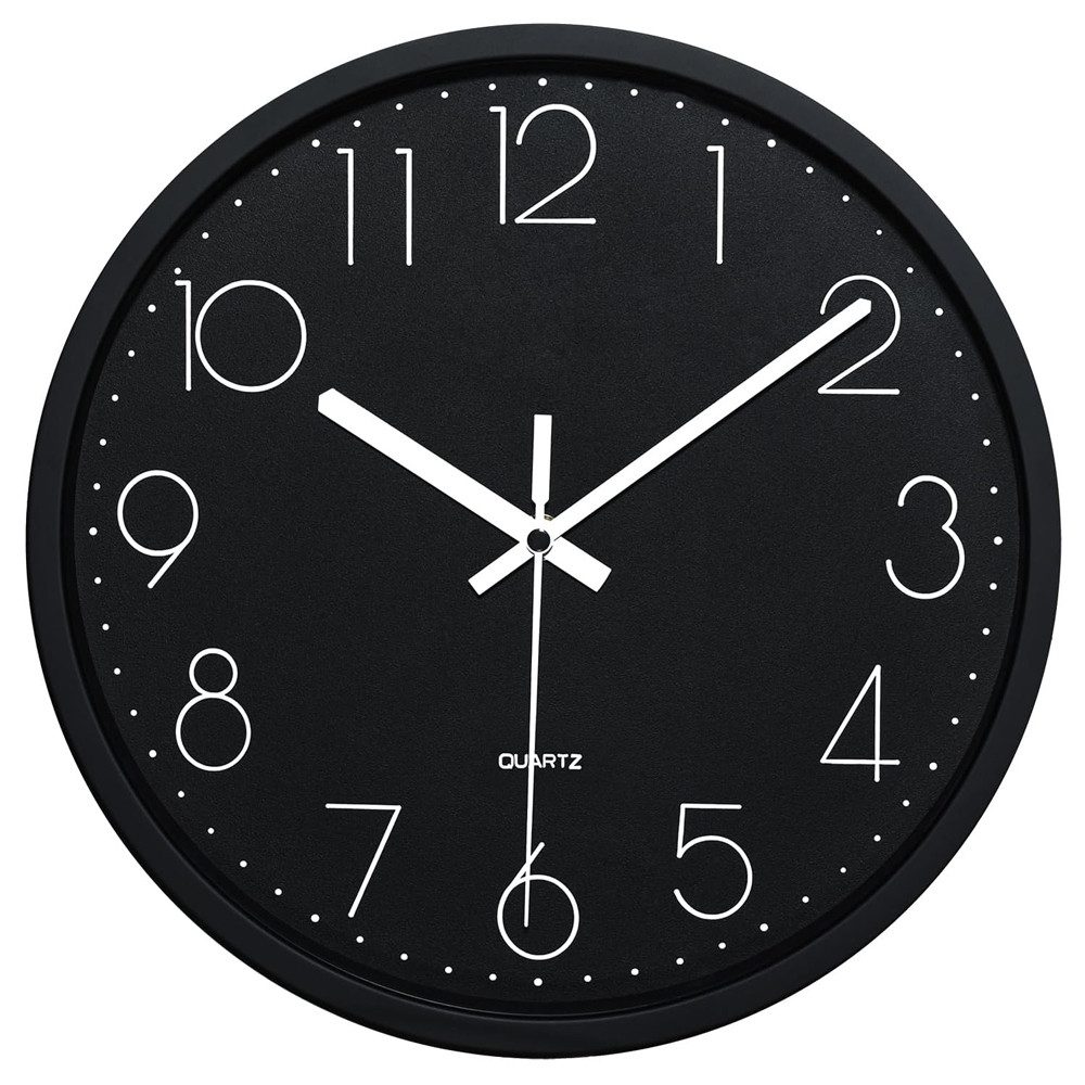 TUWENA Uhr 30cm Wanduhr Lautlos, 3D Ziffern Wanduhr, Modern Wand Uhr Analog (Leise Wall Clock Deko für Wohnzimmer Küche Büro Schule Kinderzimmer)