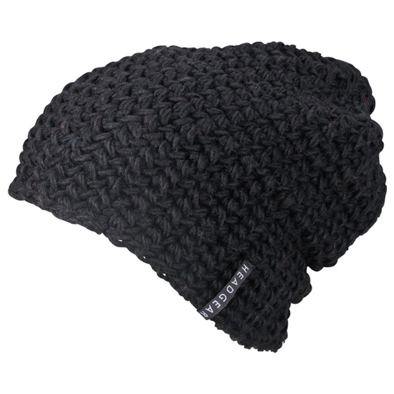 modAS Beanie Damen Mütze Grobstrick mit eingearbeitetem Fleeceband (90) schwarz