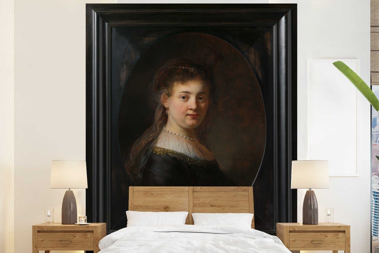 MuchoWow Fototapete Junge Frau in verblichener Kleidung - Rembrandt van Rijn, Matt, bedruckt, (3 St), Vliestapete für Wohnzimmer Schlafzimmer Küche, Fototapete