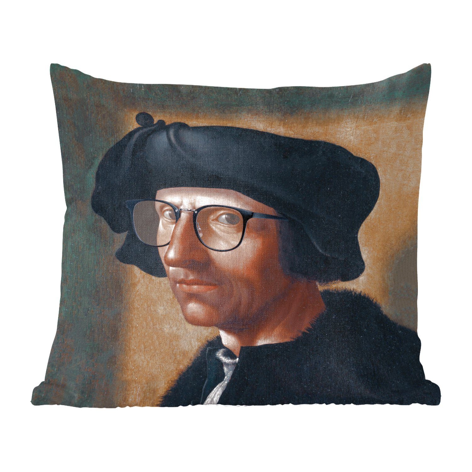 MuchoWow Dekokissen Kunst - Brille - Porträt, Zierkissen mit Füllung für Wohzimmer, Schlafzimmer, Deko, Sofakissen