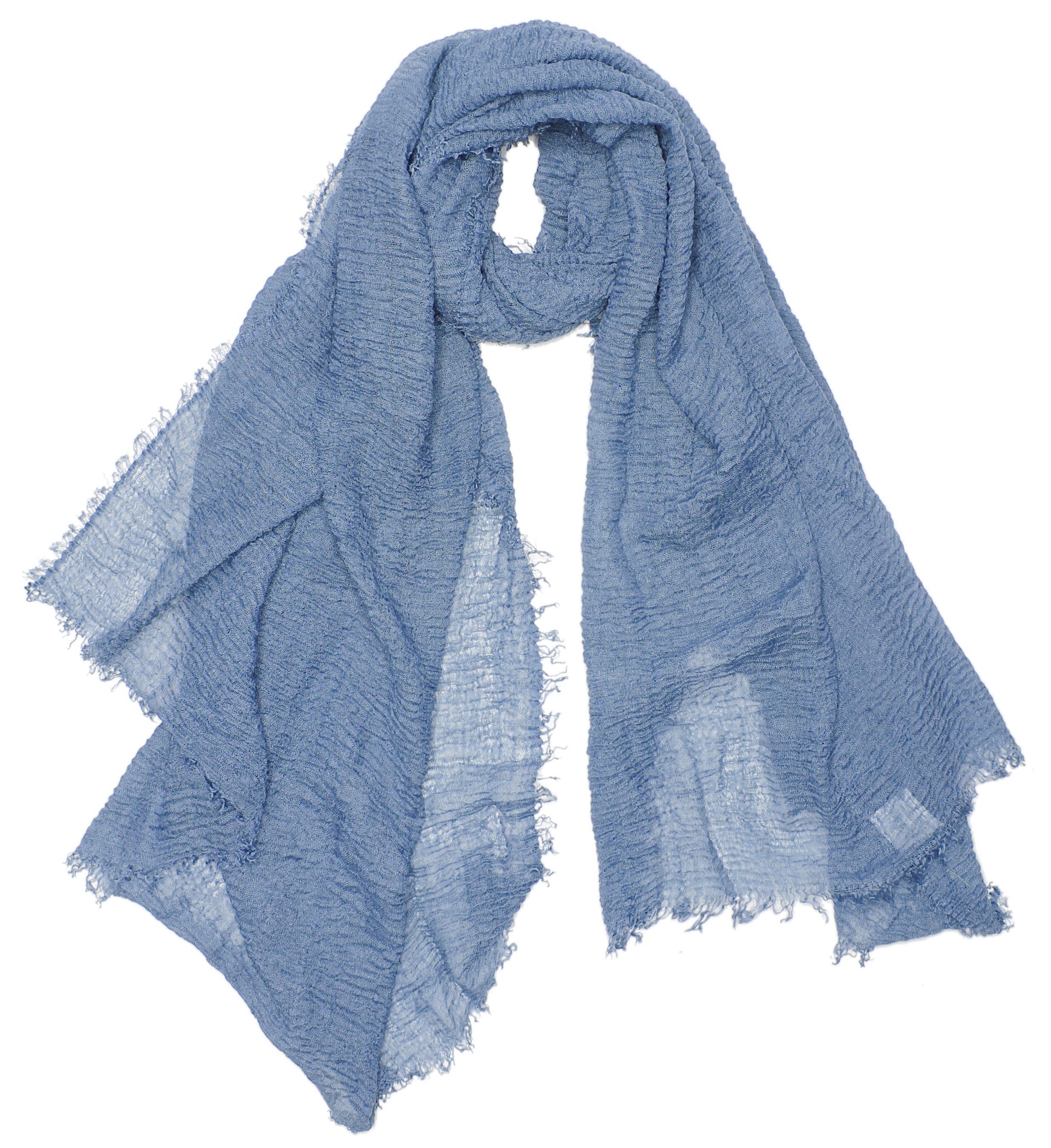 dy_mode Modeschal Damen Schal in Unifarben Halstuch Schultertuch Weicher Stoff, feine Fransen