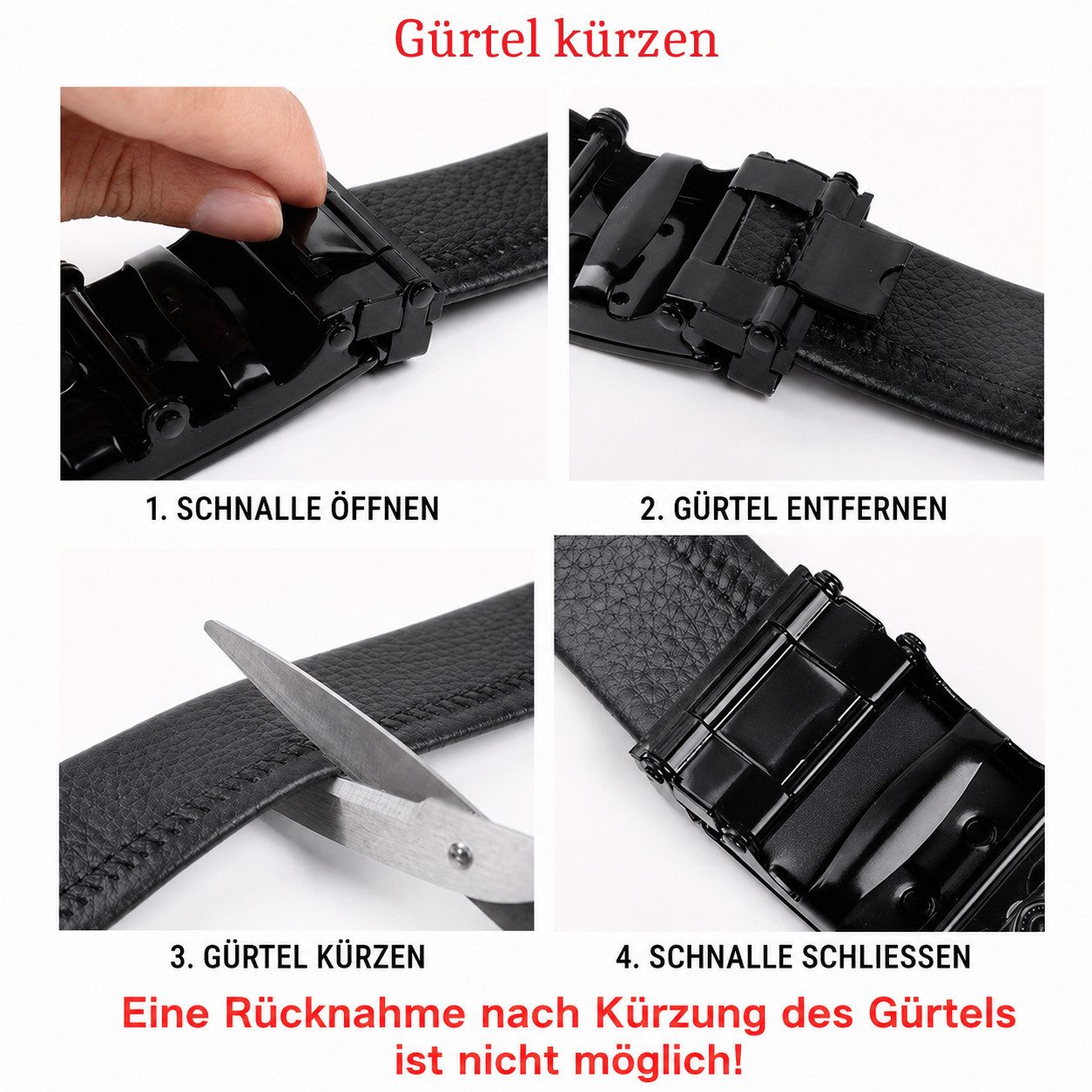 Ware aus aller Welt Koppelgürtel Automatikgürtel Totenkopf Motiv kürzbar Schwarz aus Lederimitat