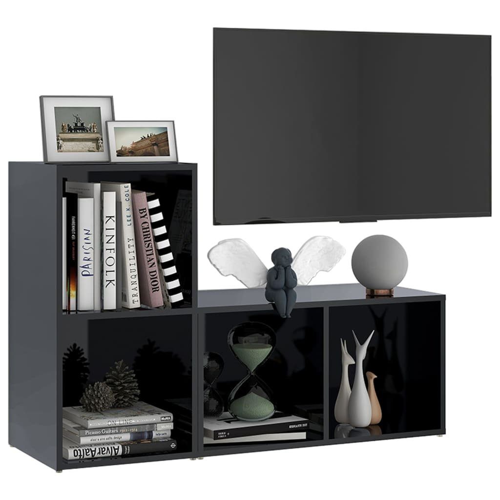 (2-St) Holzwerkstoff TV-Schrank 2 Hochglanz-Schwarz TV-Schränke 72x35x36,5cm vidaXL Stk.