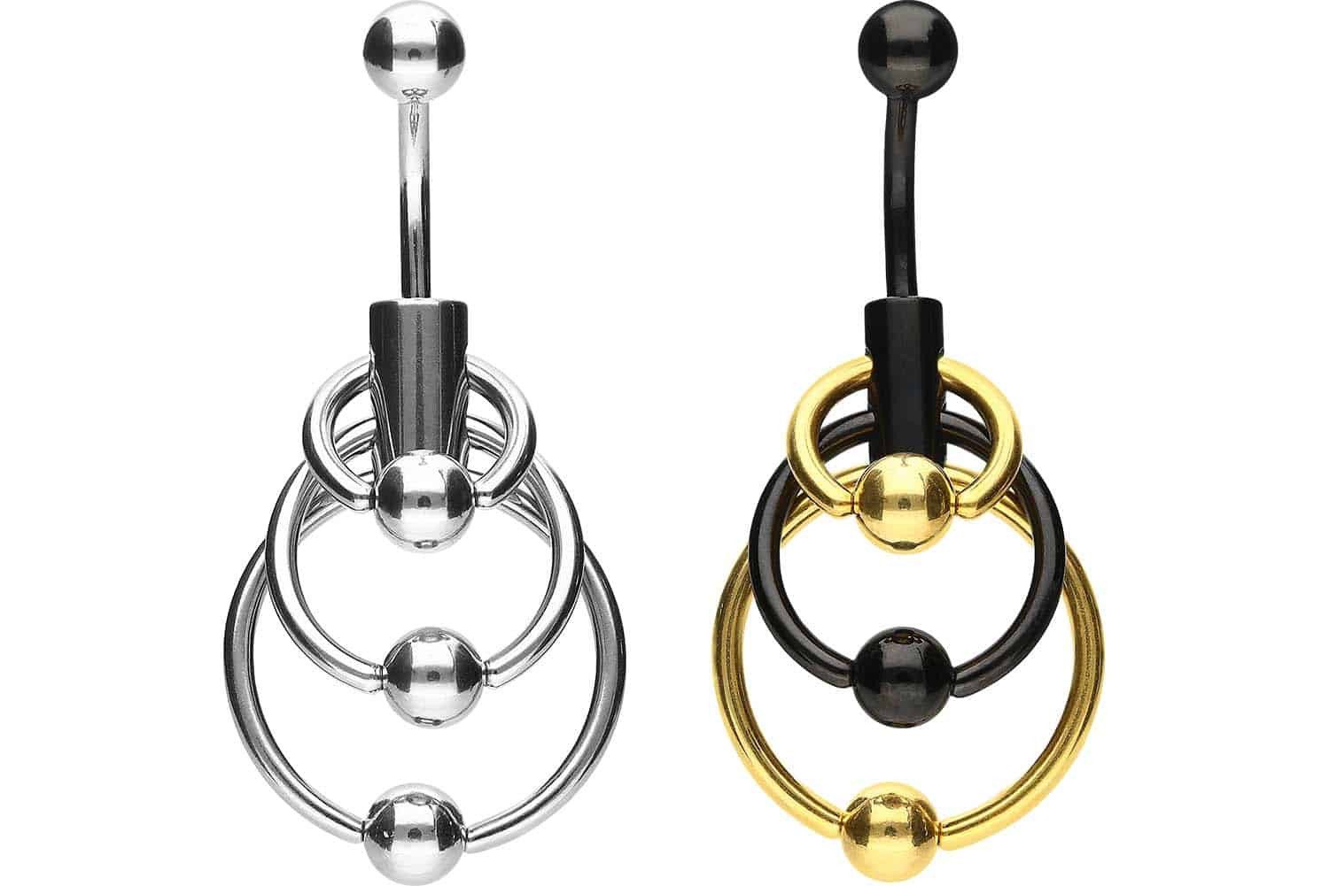PIERCINGLINE Bauchnabelpiercing Chirurgenstahl Bananabell 3 KLEMMKUGELRINGE günstig online kaufen