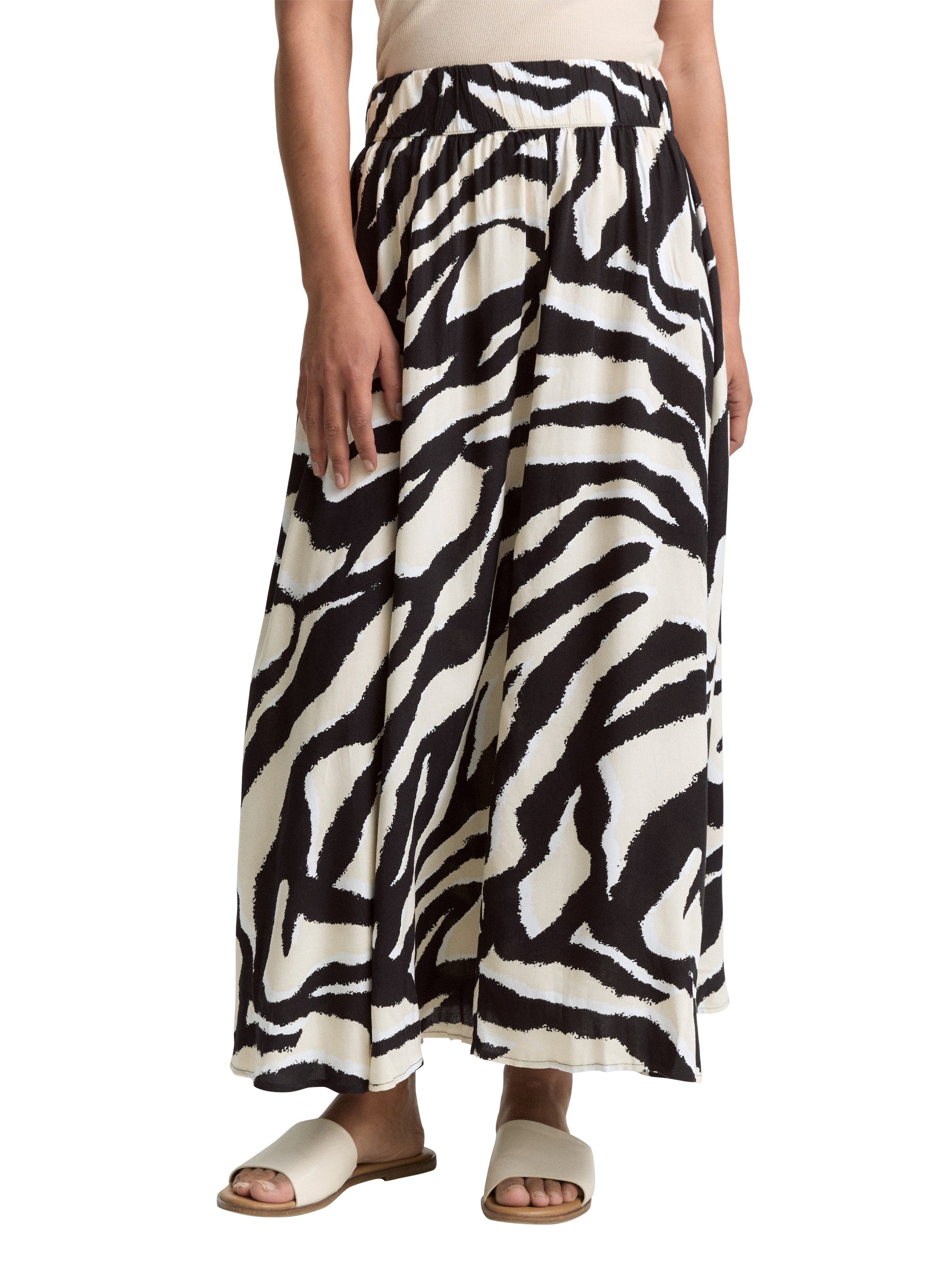 TOM TAILOR Midirock High Waist Midi-Rock aus Viskose