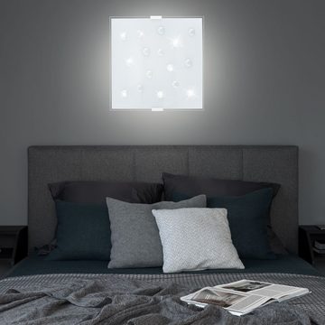 EGLO Deckenstrahler, Leuchtmittel nicht inklusive, Decken Wand Beleuchtung Schlafzimmer quadratisch silber Glas Steine