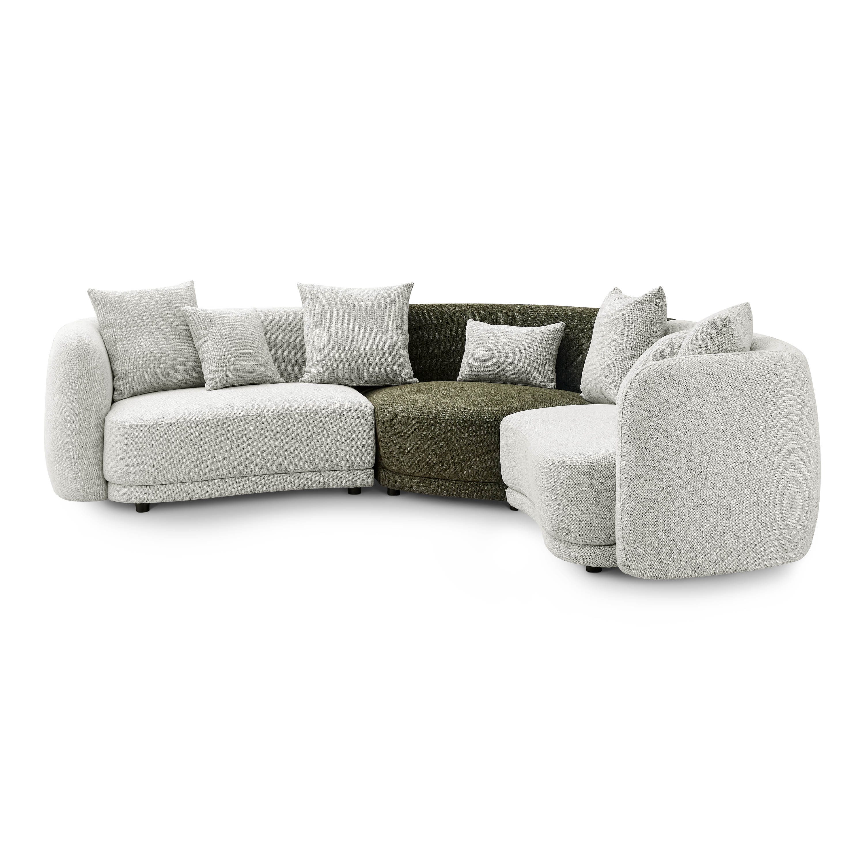 LIVORA Big-Sofa, 252x174x80 hellgrau / grün meliert MARIO