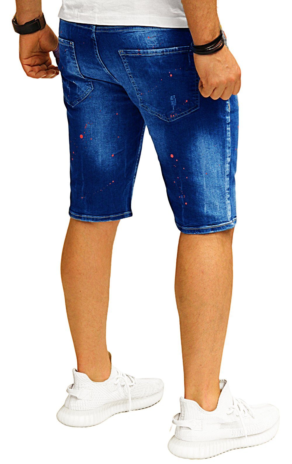 RMK Jeansshorts 5 Pocket Jeans short Blue mit Farbspritzern günstig online kaufen