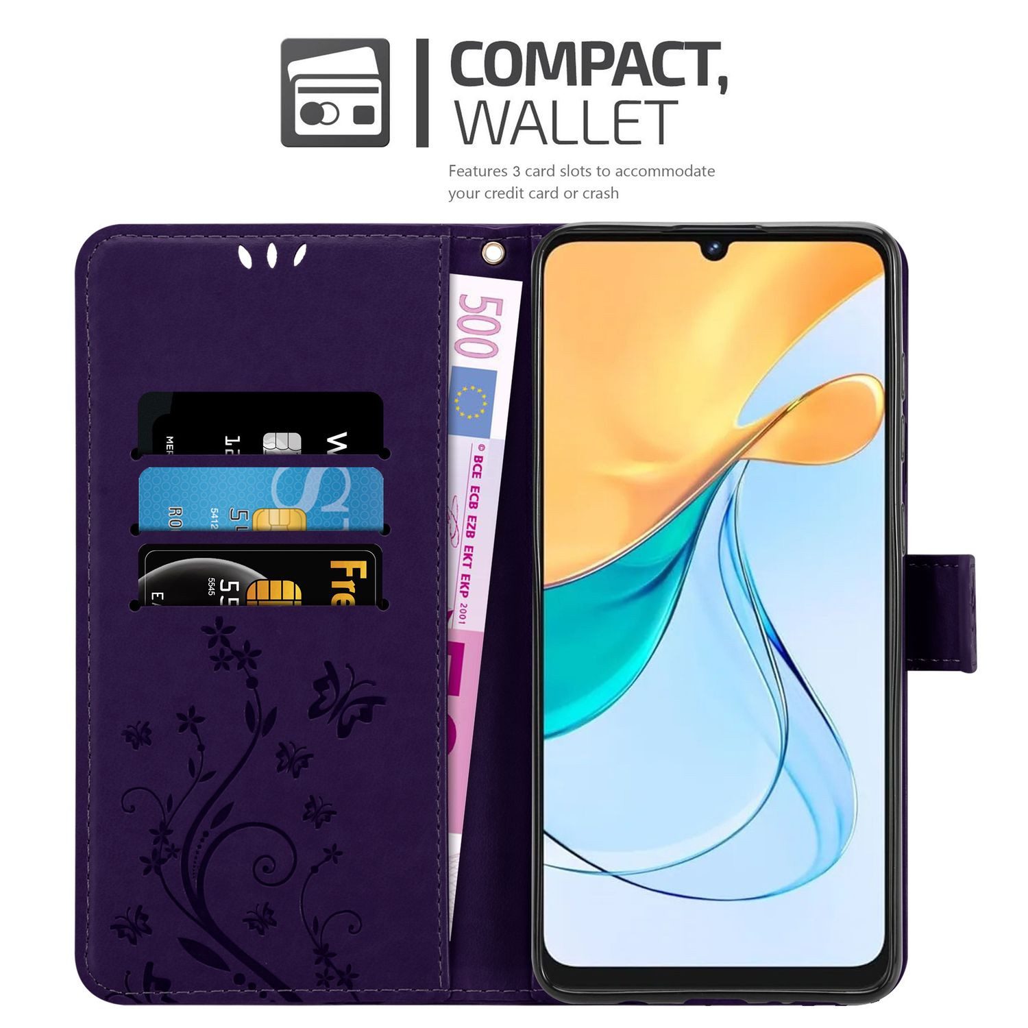 Cadorabo Handyhülle für ZTE Blade V50 Vita Hülle ZTE Blade V50 Vita, Hülle Schutzhülle Blumen Flower mit Standfunktion Kartenfach Magnet