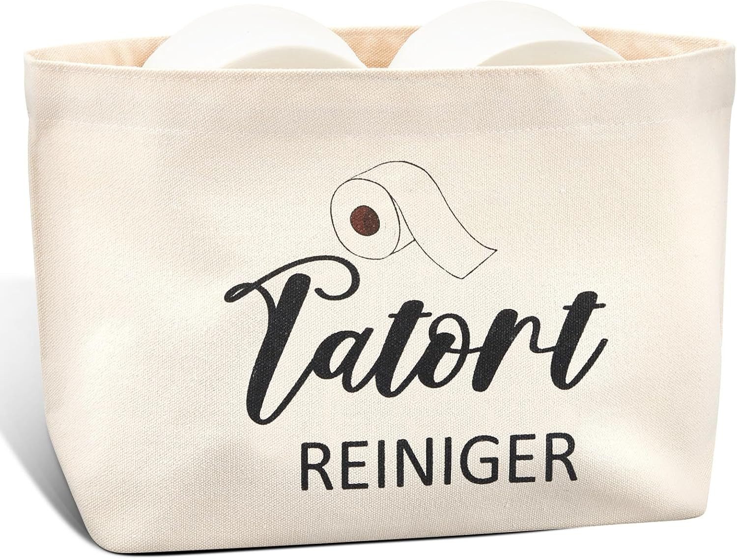 Holz Lichter Toilettenpapierhalter Toilettenpapier Aufbewahrungsbeutel, Lustiger Korb fürs Badezimmer, Robuster Polyester-Beutel für mehrere Rollen