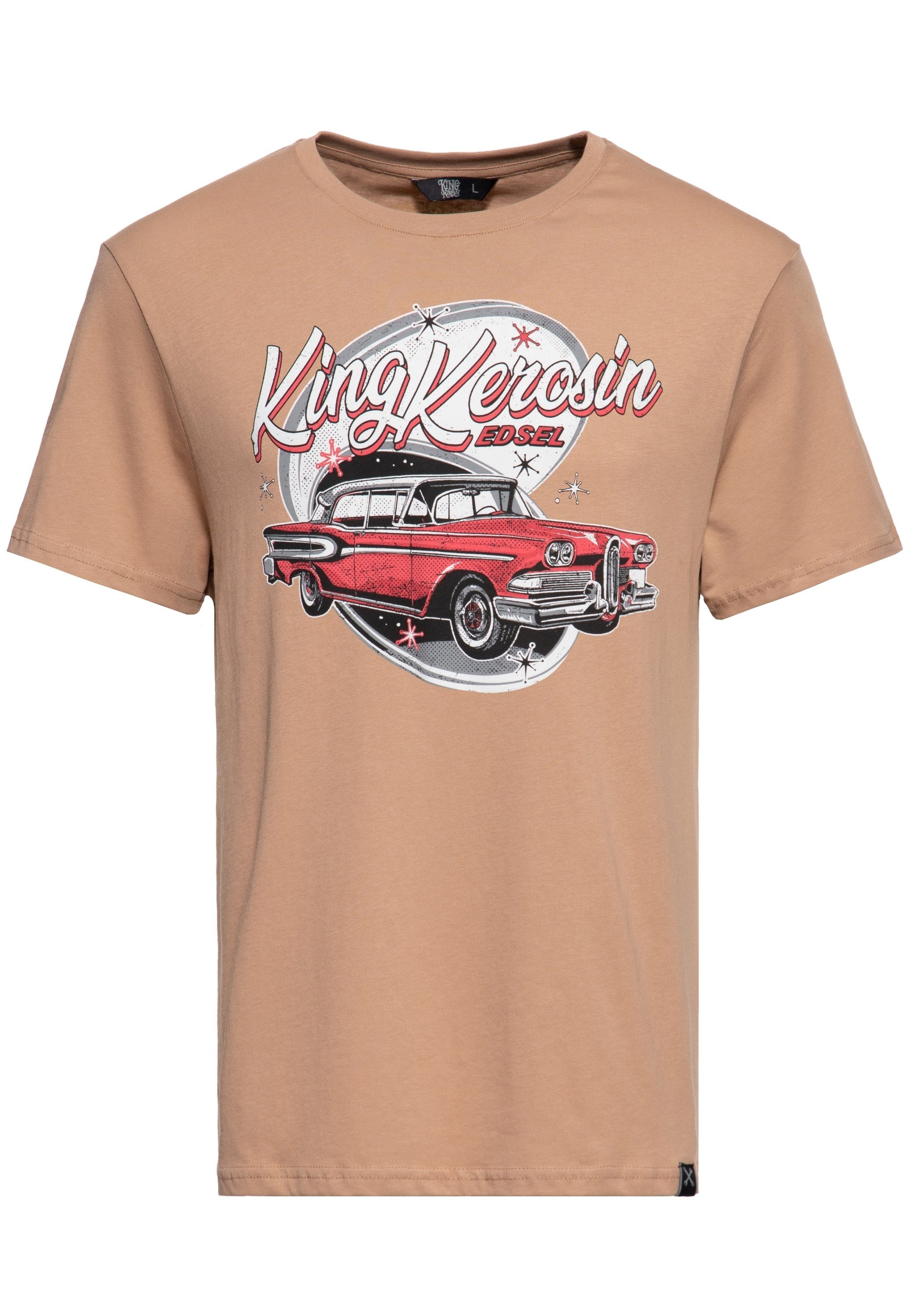 Artwork KingKerosin Classic Print-Shirt mit macchiato Car Edsel - latte