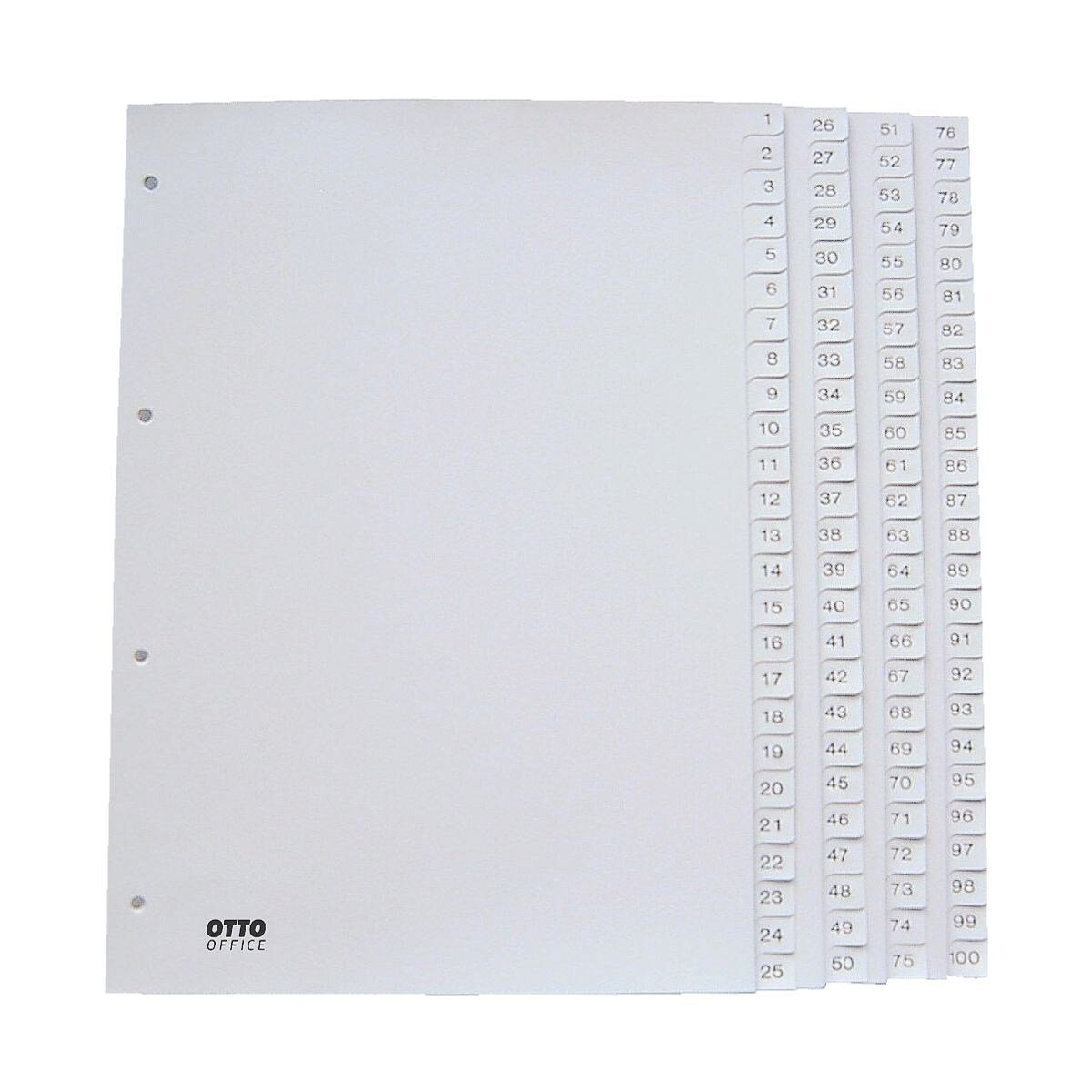 Otto Office Aktenordner, Register 1-100, DIN A4, 100-tlg., Kunststoff