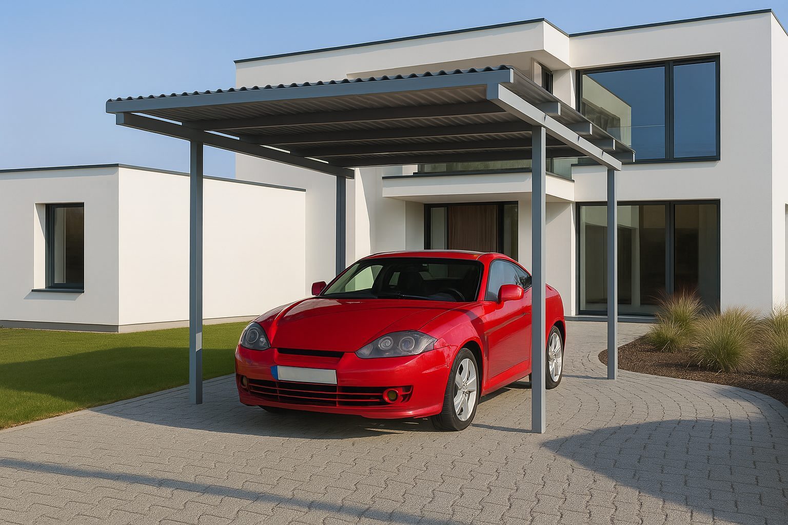 DREKU Einzelcarport AluWell Aluminium Carport 3.000 x 5.000 mm, 300 cm Einfahrtshöhe, (Bausatz)