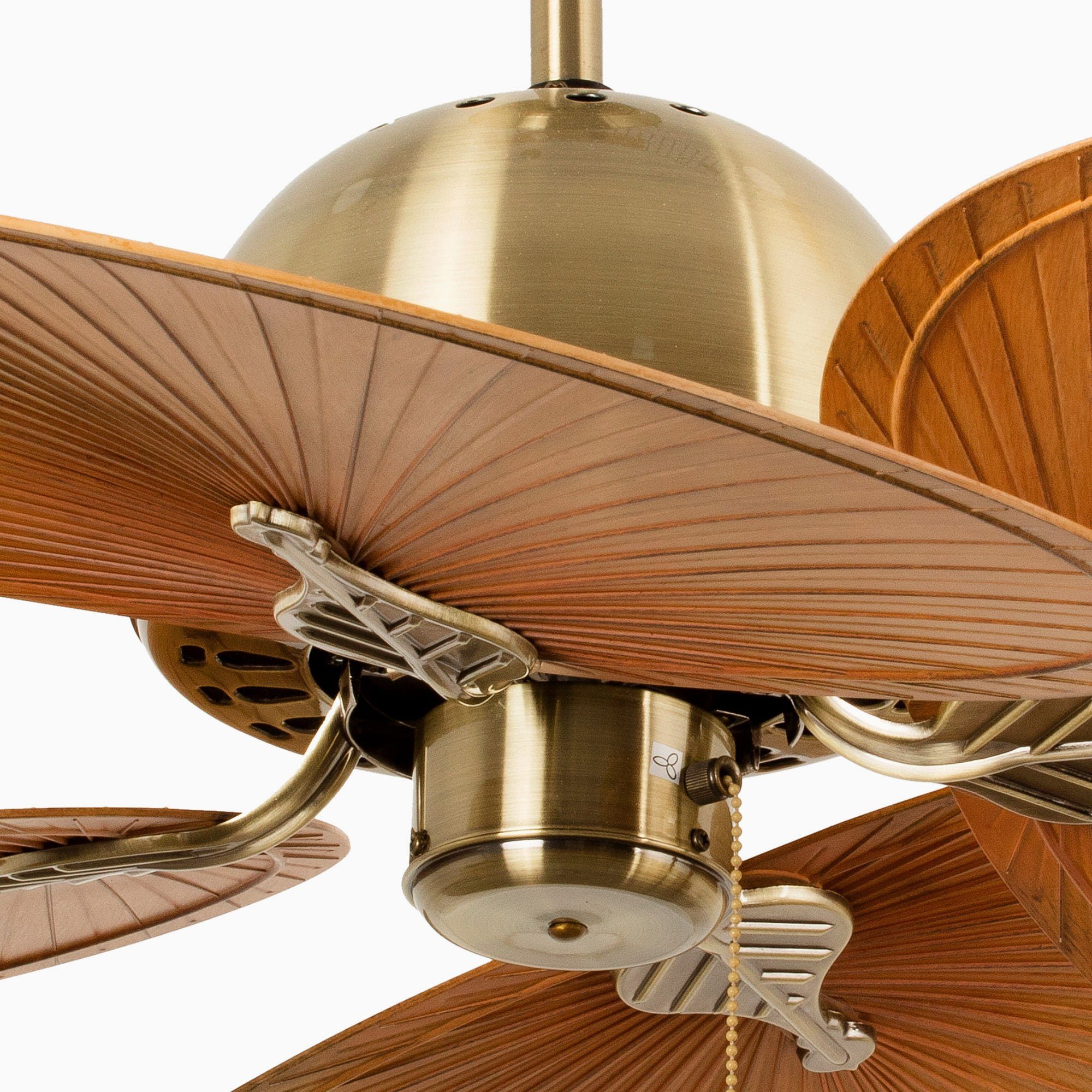 FARO Barcelona Deckenventilator Deckenventilator Cuba Gold 132 cm mit Zugkette, Mit Zugschnur
