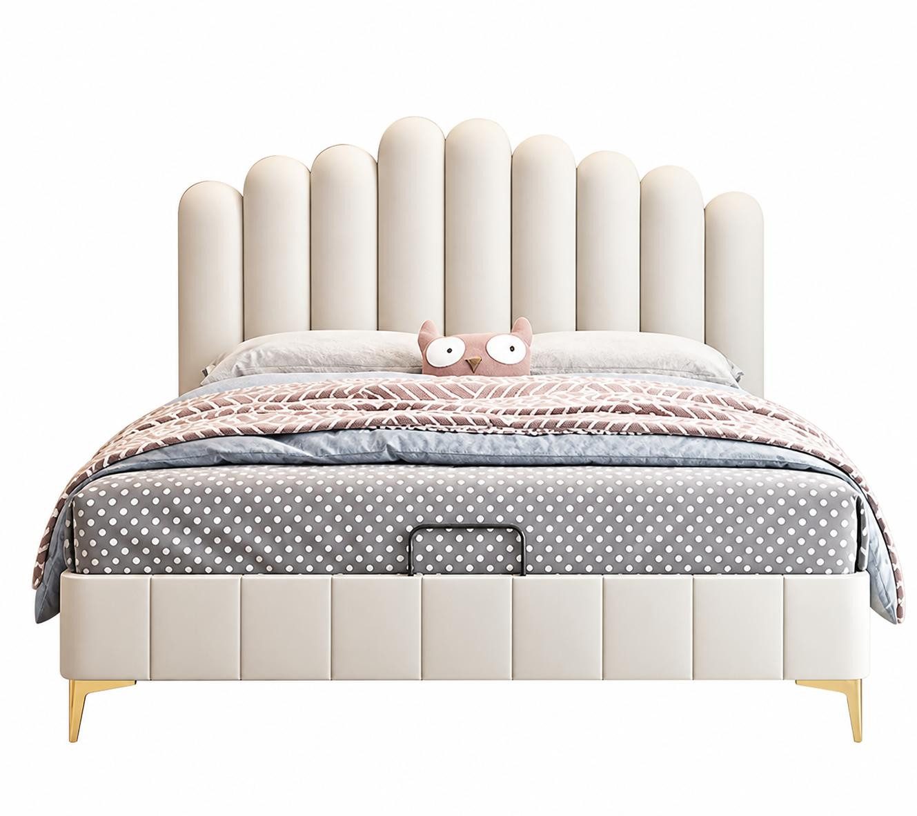JVmoebel Kinderbett Beiges Kinderbett Kingsize-Bett für Mädchen groß Kindermöbel, Made in Europa