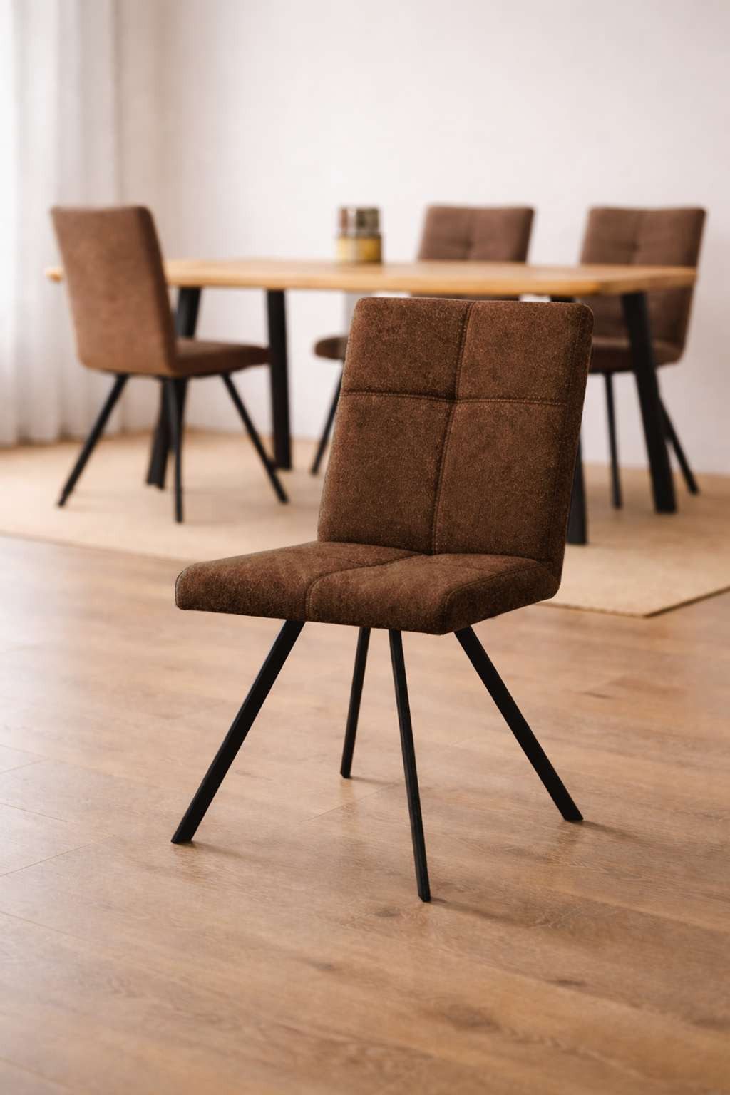 Home affaire Esszimmerstuhl Mia Essstuhl, Wohnstuhl, Polsterstuhl, 4-Fußstuhl (Set, 2 St), mit schwarz pulverbeschichteten Metallbeinen, gepolstert, modern