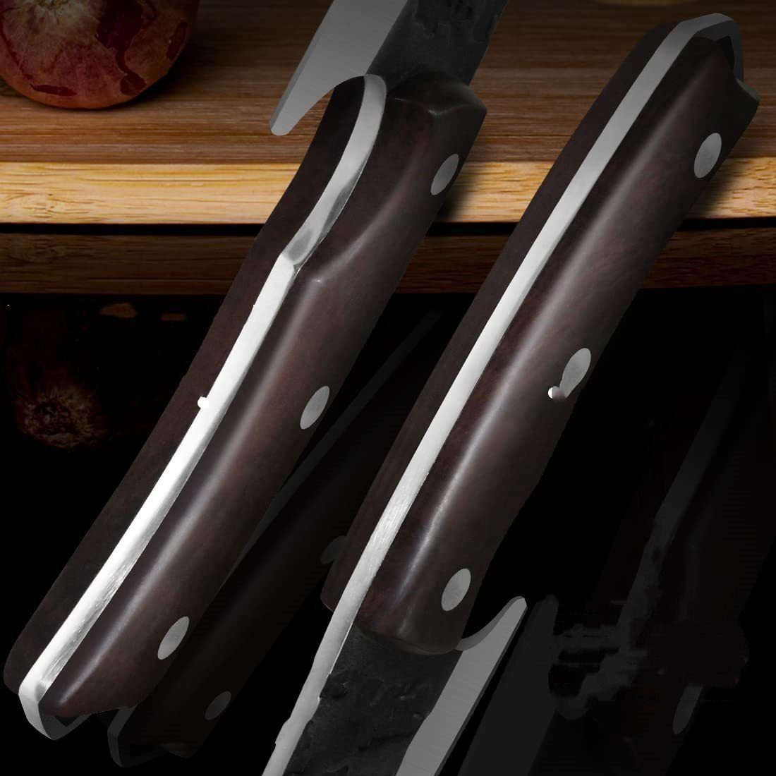 KingLux Ausbeinmesser Handgeschmiedete Hackmesser Küchenmesser Messer Wikinger