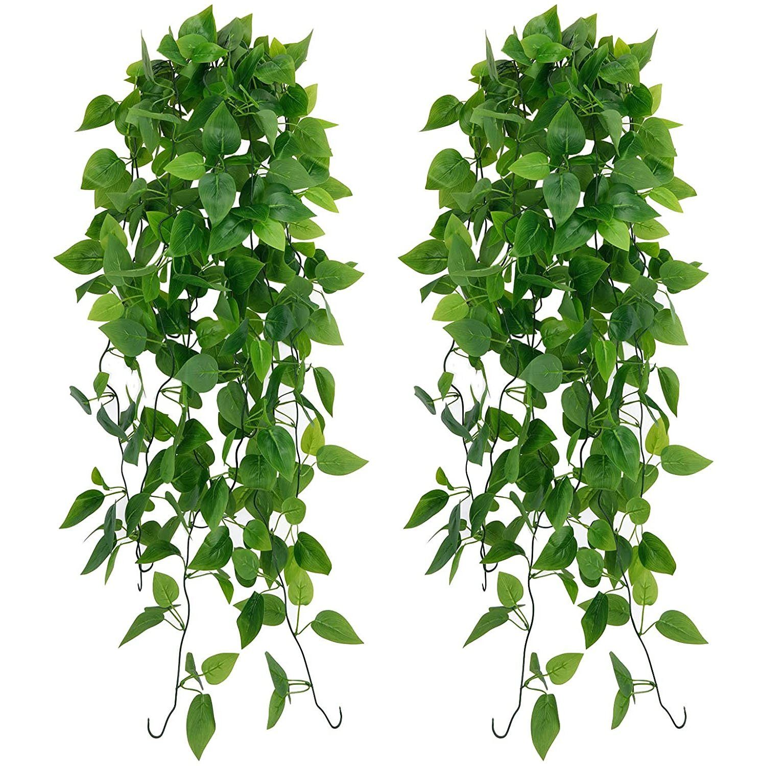 Kunstpflanze 2 Stück Künstliche Hängepflanze, Gefälschte Ivy Hängende Girlanden, zggzerg, 2