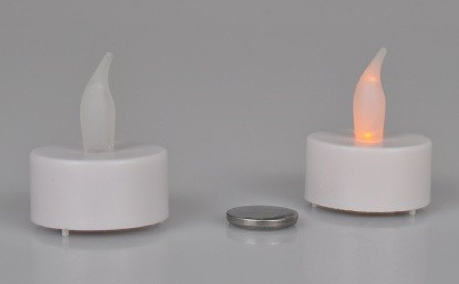 BURI Teelicht LED-Teelichter 2er-Set mit Batterien elektrische Kerze Teelicht weiß