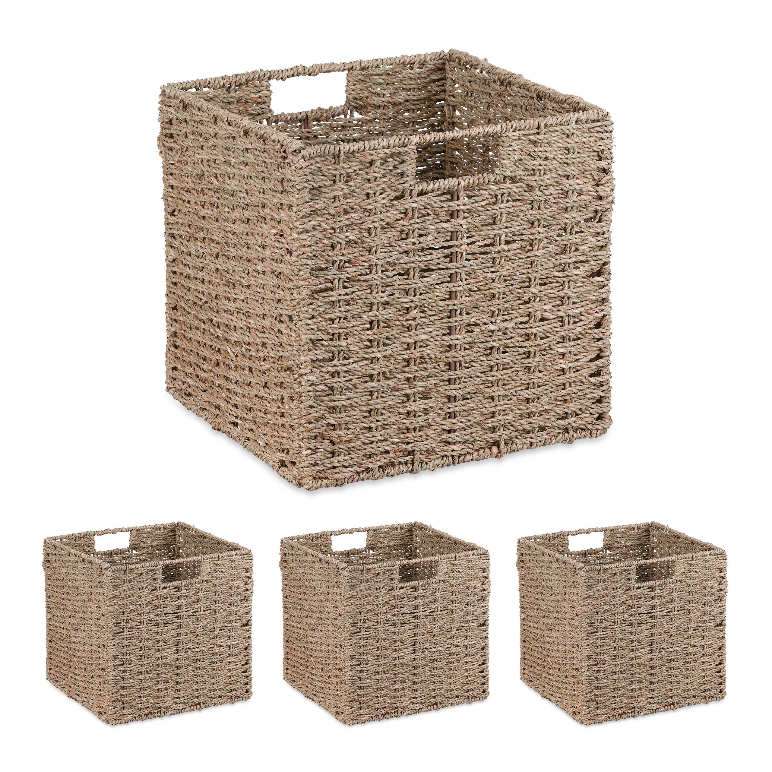 relaxdays Regalkorb Aufbewahrungskorb Seegras im Set (4er Set, 4 St), 4er P günstig online kaufen