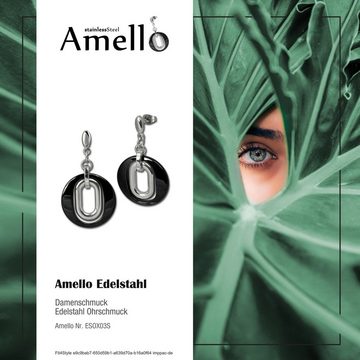 Amello Paar Ohrhänger Amello Ohrringe Edelstahl Keramik (Ohrhänger), Damen Ohrhänger Magic Edelstahl (Stainless Steel), silberfarben, schwa