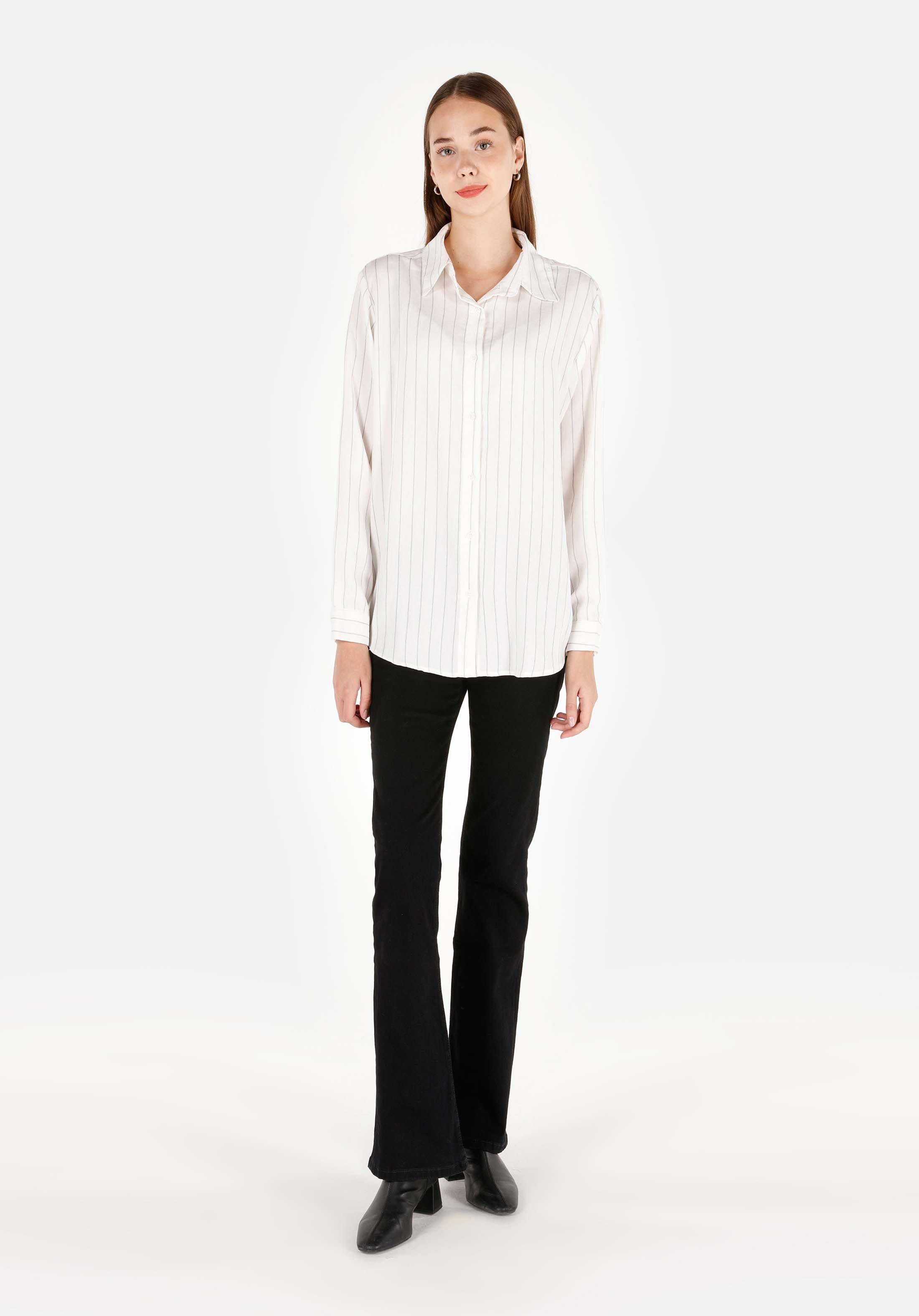 Colins T-Shirt Colins Regular Fit Shirt Neck Striped Damen Langarmshirt