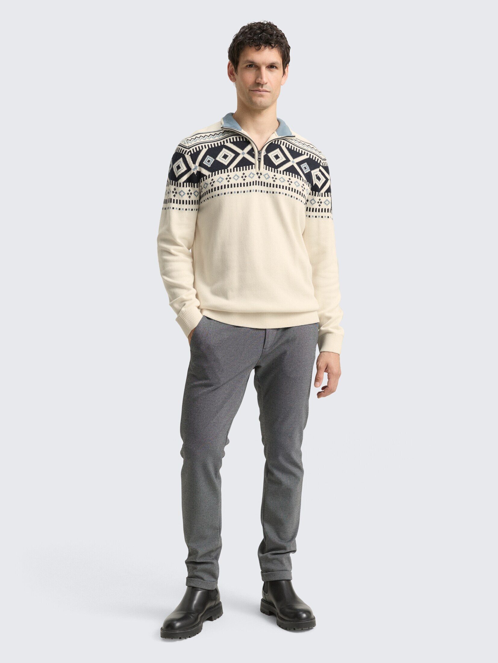 TOM TAILOR Strickpullover Pullover & Strickjacken Fair-Isle Troyer Strickpullover