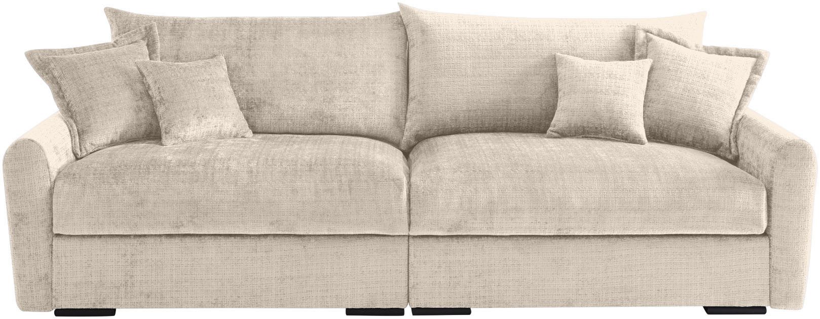 Home affaire Big-Sofa Finka, Breite 247 cm, Mega-Sofa, Cord oder Chenille-Struktur, mit Federkern & 4 Zierkissen