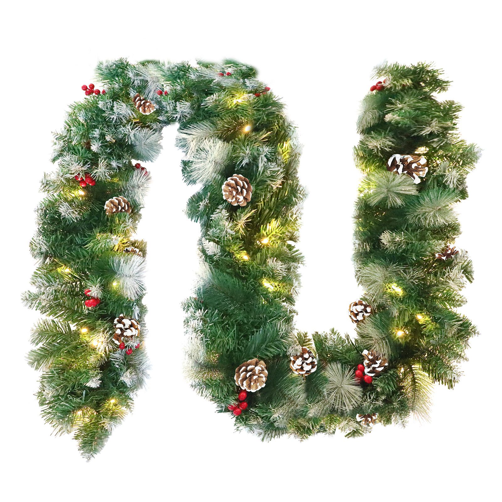 Kunstgirlande Weihnachtsgirlande Tannengirlande Weihnachtsdeko Girlande, FIVMEN, Künstliche Weihnachtskranz für Innen & Außen