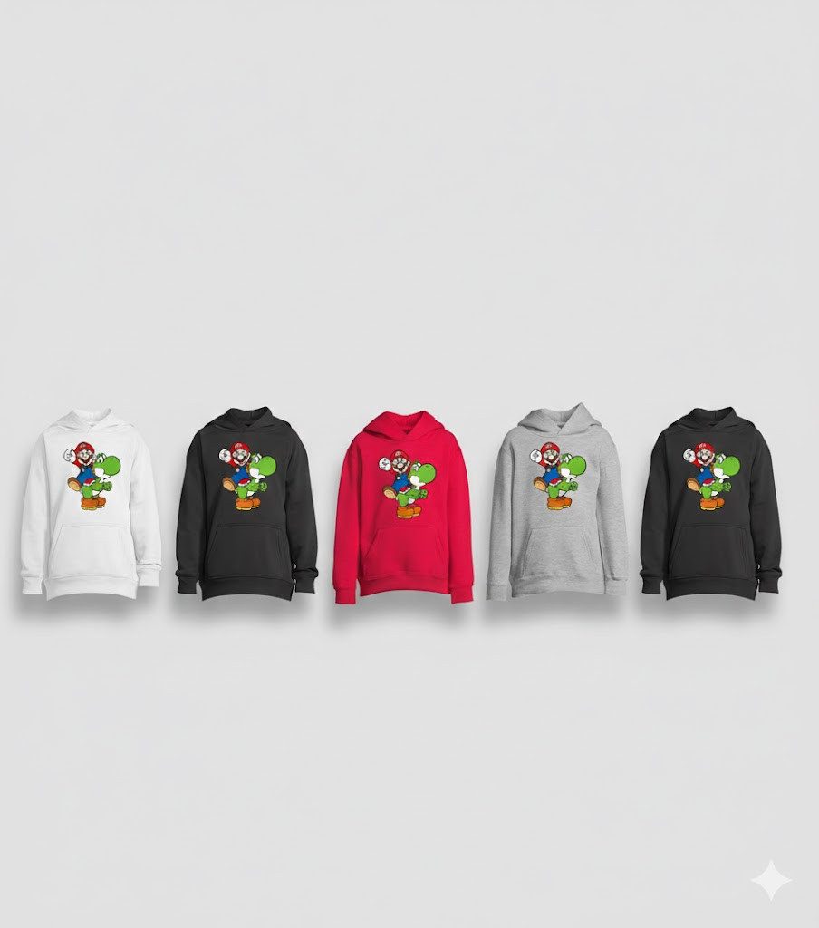 Hoodie Kinder Yoshi & Mario Konsole Super Retro Luigi