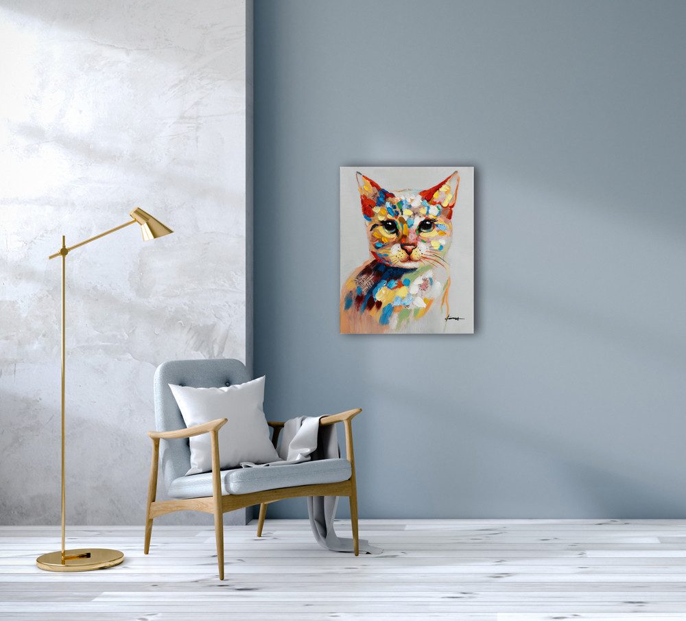 ArtUniverse Gemälde Bunte Katze 40x50 cm, Tiermotiv