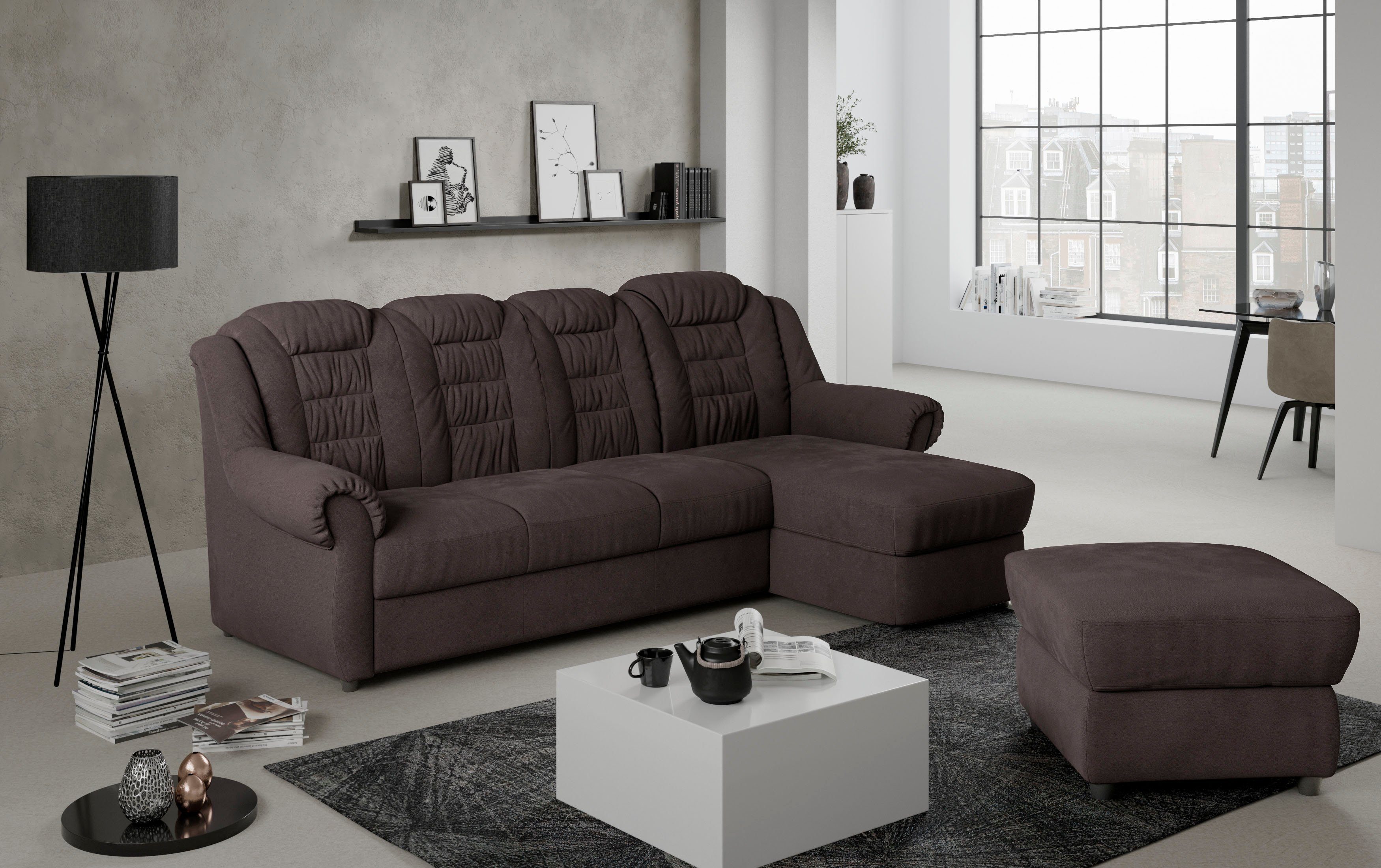 Home affaire Ecksofa "Boston L-Form", mit hoher Rückenlehne, wahlweise mit günstig online kaufen
