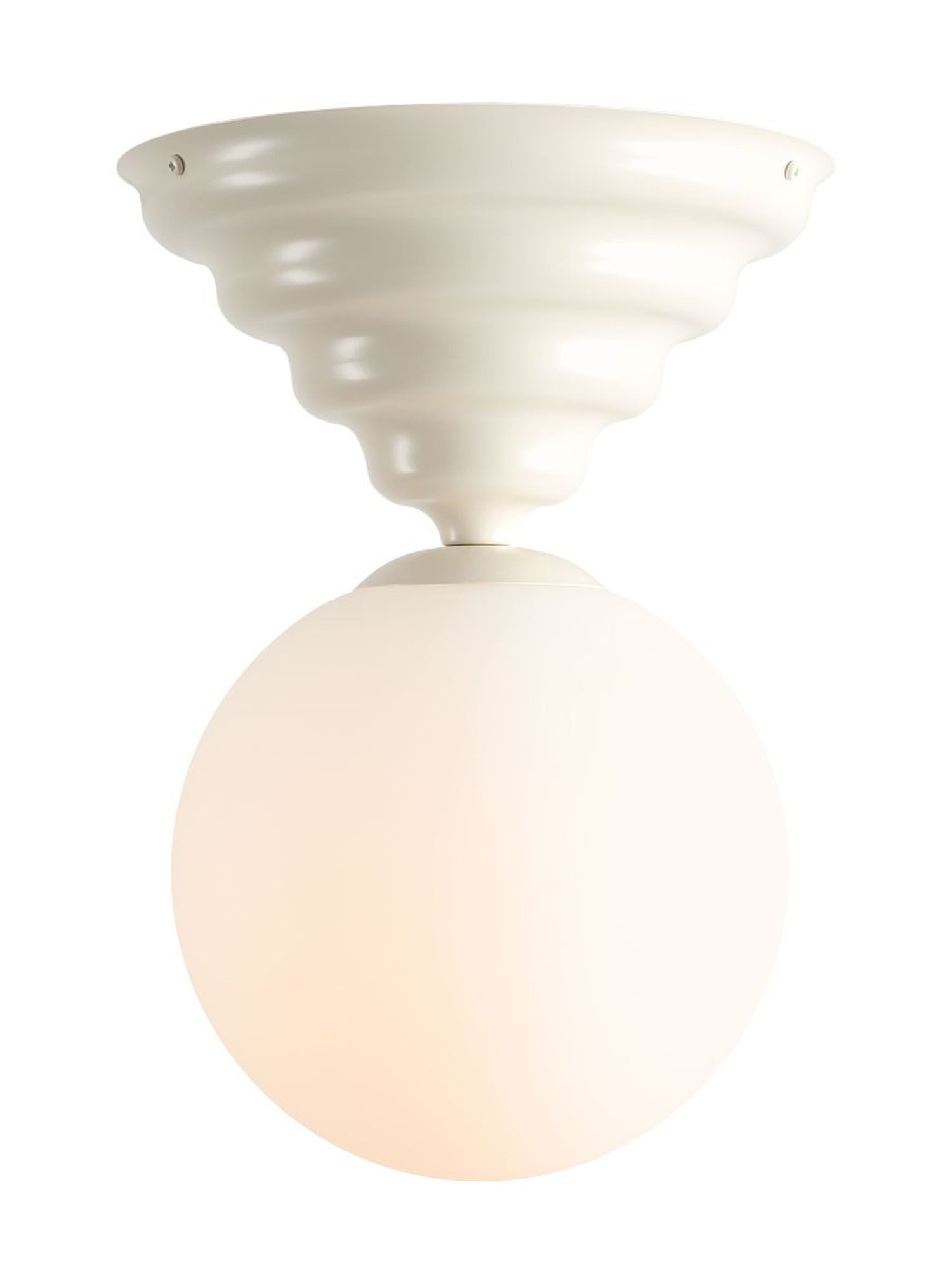 Licht-Erlebnisse Deckenleuchte NAREN, Metall Glas E27 Ø 29 cm Creme Weiß Kugel Schirm rund Modern