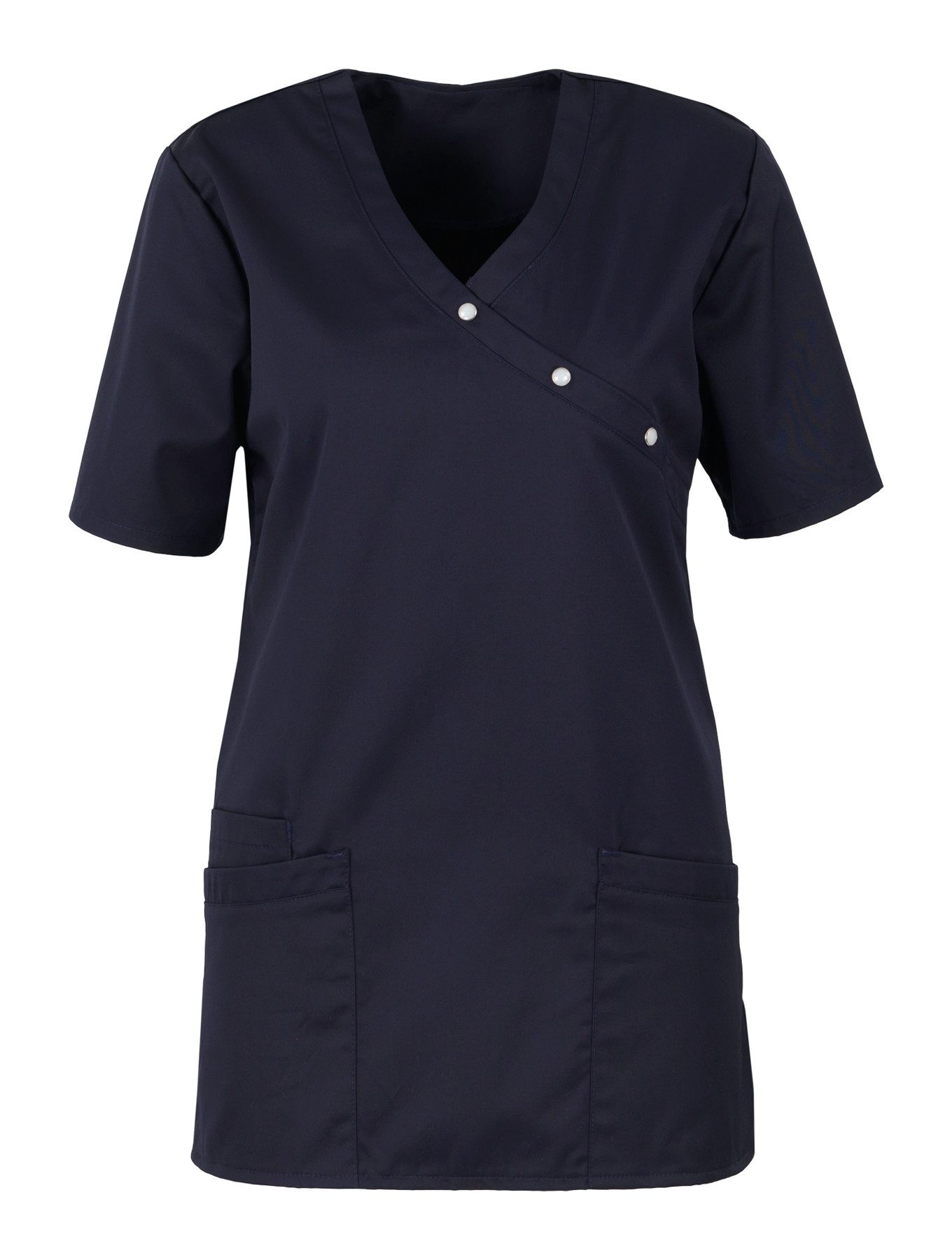 BEB Schlupfbluse beb MEDIZIN/PFLEGE Damen KASACK Kurz V-Neck Baumwollmix Dunkelblau