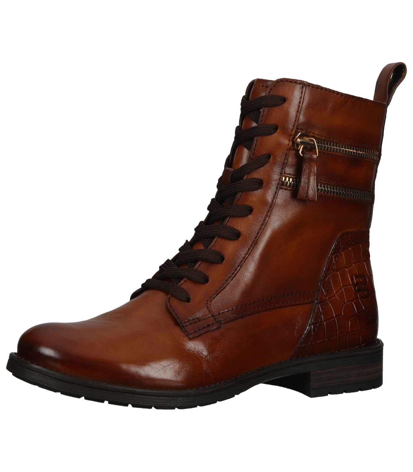 BAGATT Stiefelette Nappaleder Schnürstiefelette Cognac