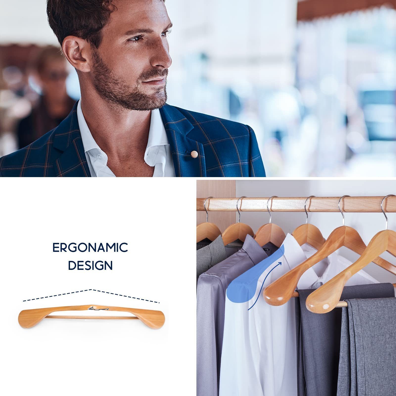 House Day Kleiderbügel Anzug Holz, rutschfest, Anzugbügel, (6-tlg), Breit J günstig online kaufen
