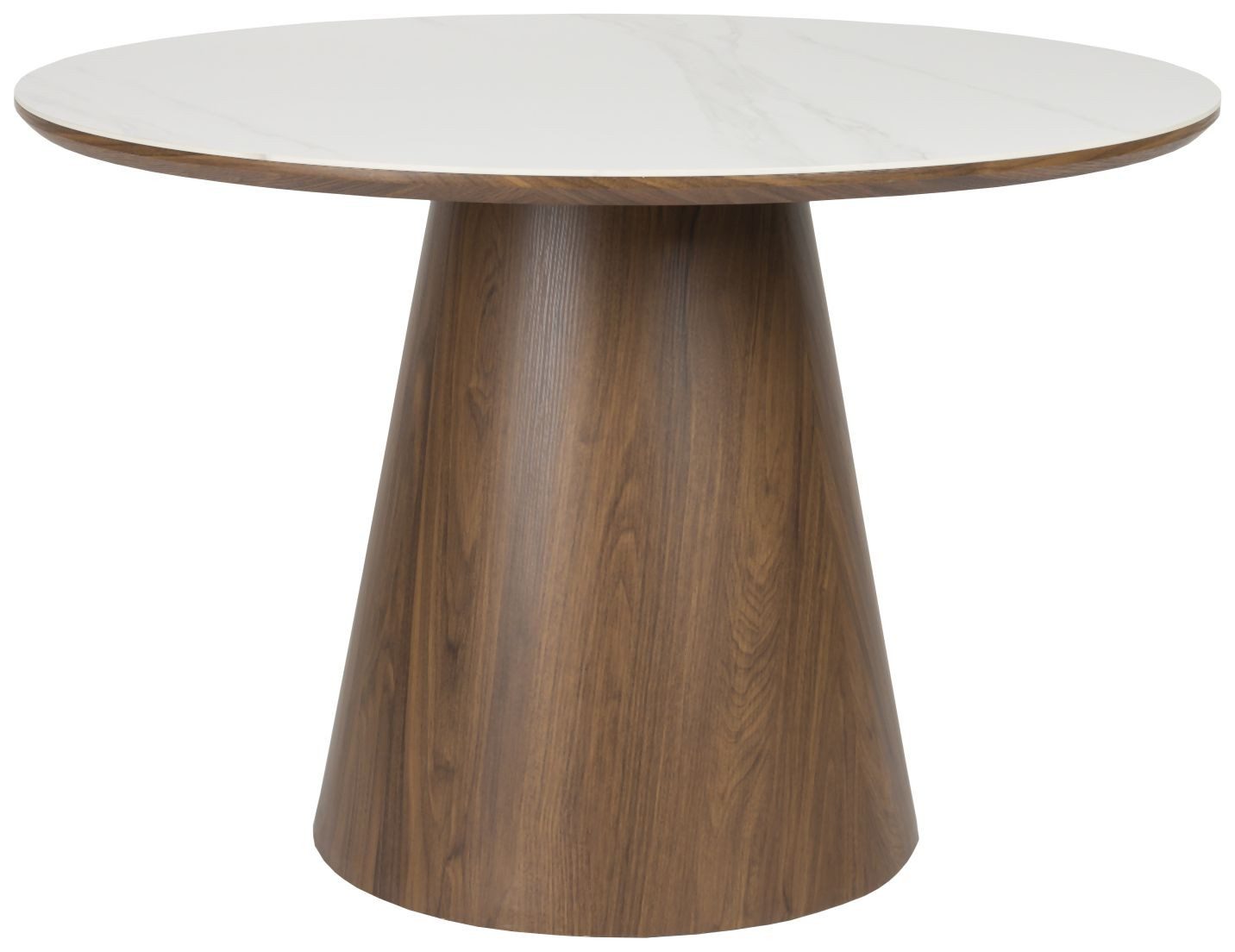 Trendmöbel24 Esstisch Esstisch Tisch ALMIRA rund Ø 115 cm Walnussfurnier Platte Marmoroptik