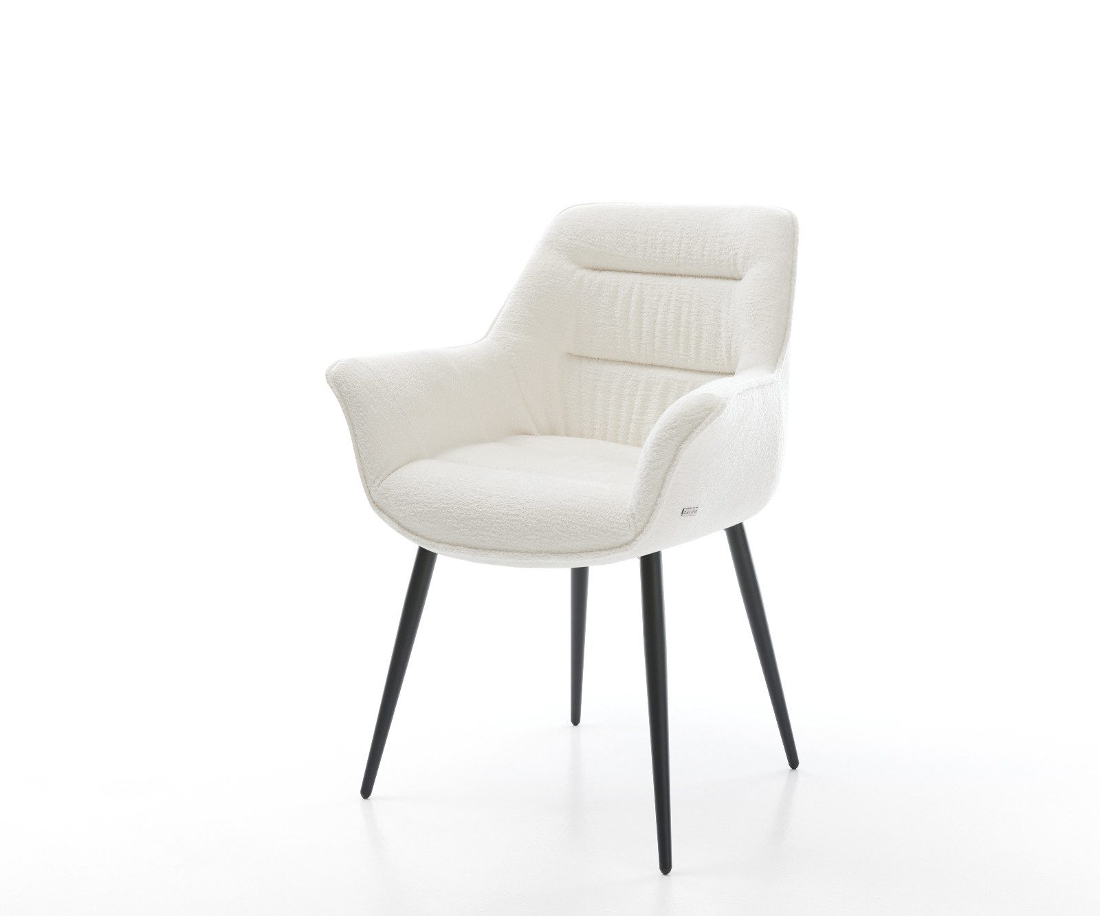 DELIFE Polsterstuhl Kaira-Flex, 4-Fuß konisch Schwarz Bouclé Soft Beige