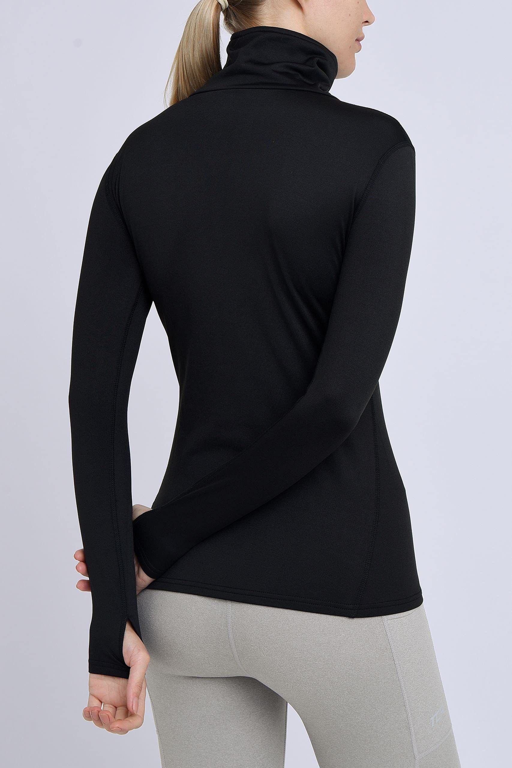 TCA Trainingsshirt TCA Damen Winter Laufshirt mit Reißverschluss - Schwarz, günstig online kaufen