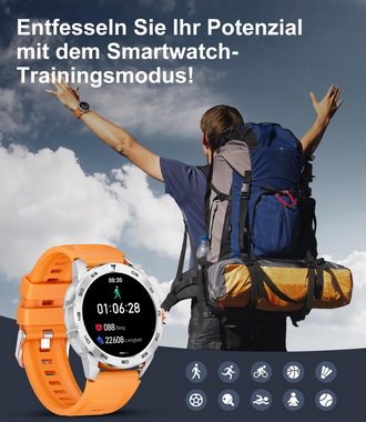 Lige Herren's Militärische Telefonfunktion 400mAh Wasserdicht Smartwatch (1,43 Zoll, Android/iOS), mit 100+ Sportmodi Aktivitätstracker,Herzfrequenz-/SpO2-Überwachung